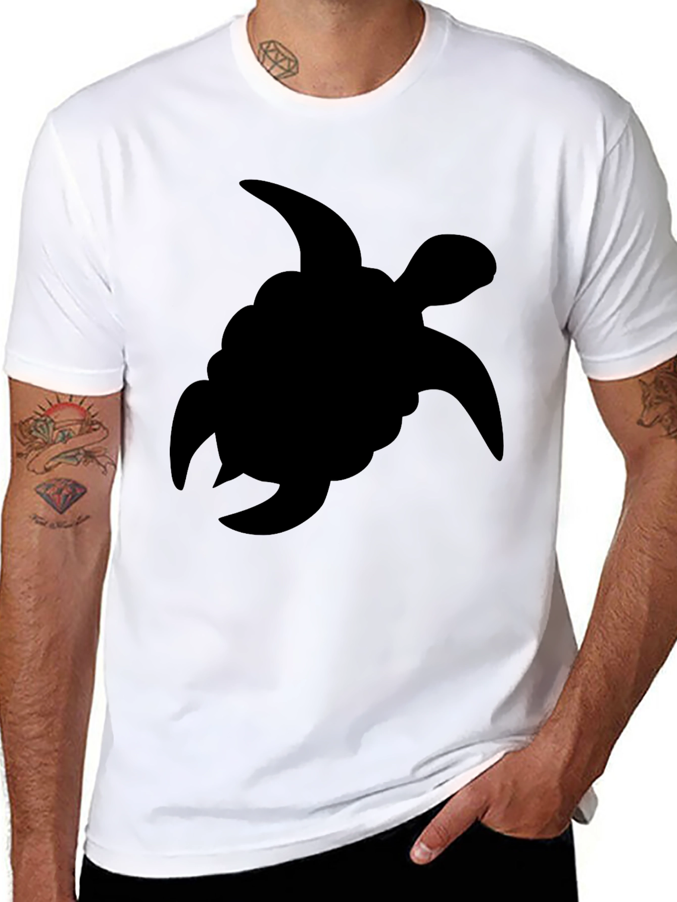 Black Black Turtle Silhouette T-Shirt - Casual Style view 8