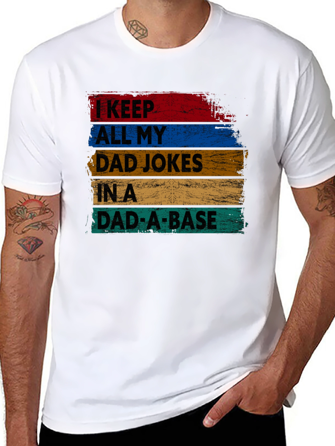 Black Dad Jokes T-Shirt - I Keep All My Dad Jokes In A Dad-A-Base view 8