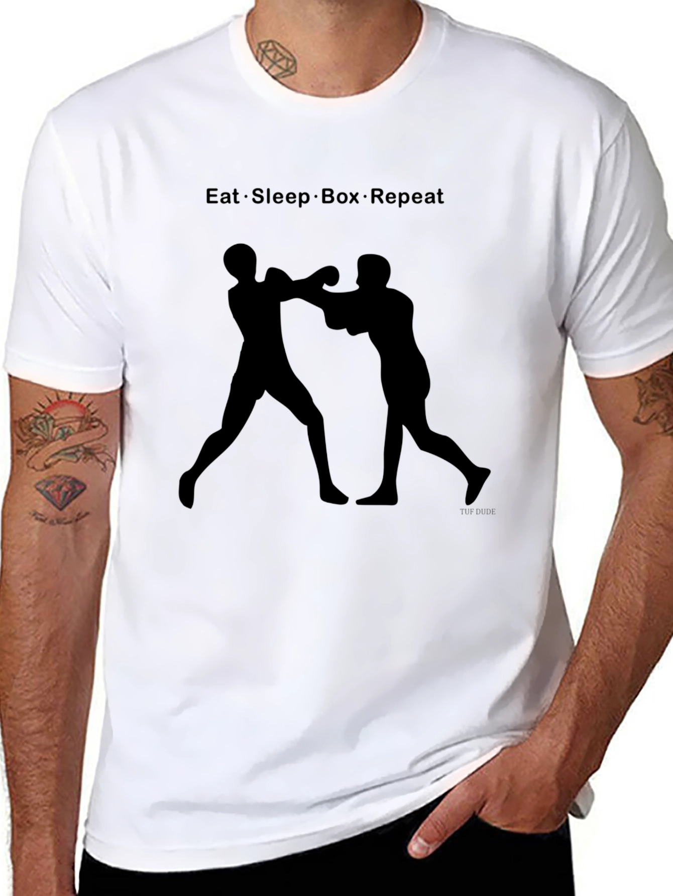Black Eat Sleep Box Repeat Black T-Shirt view 8