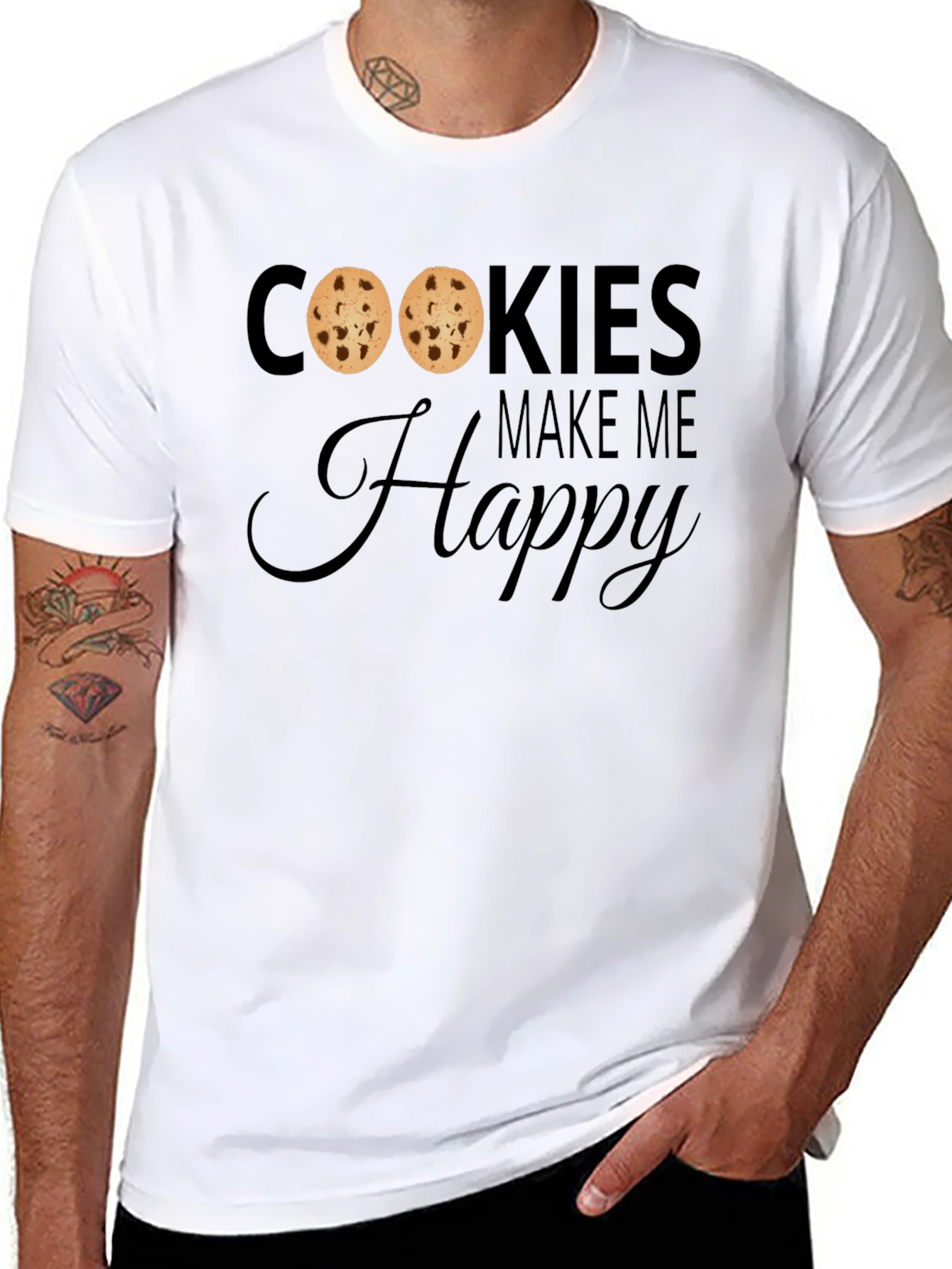 Black Cookies Make Me Happy T-Shirt - Cute Cookie Lover Tee view 8