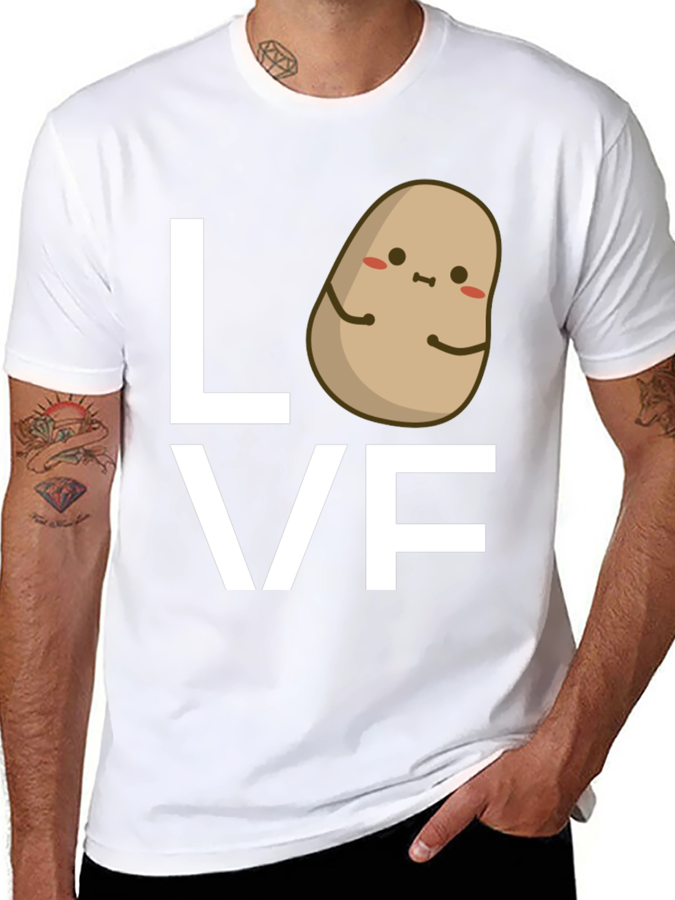 Black Potato Love Graphic Tee - Black Cotton T-Shirt view 8