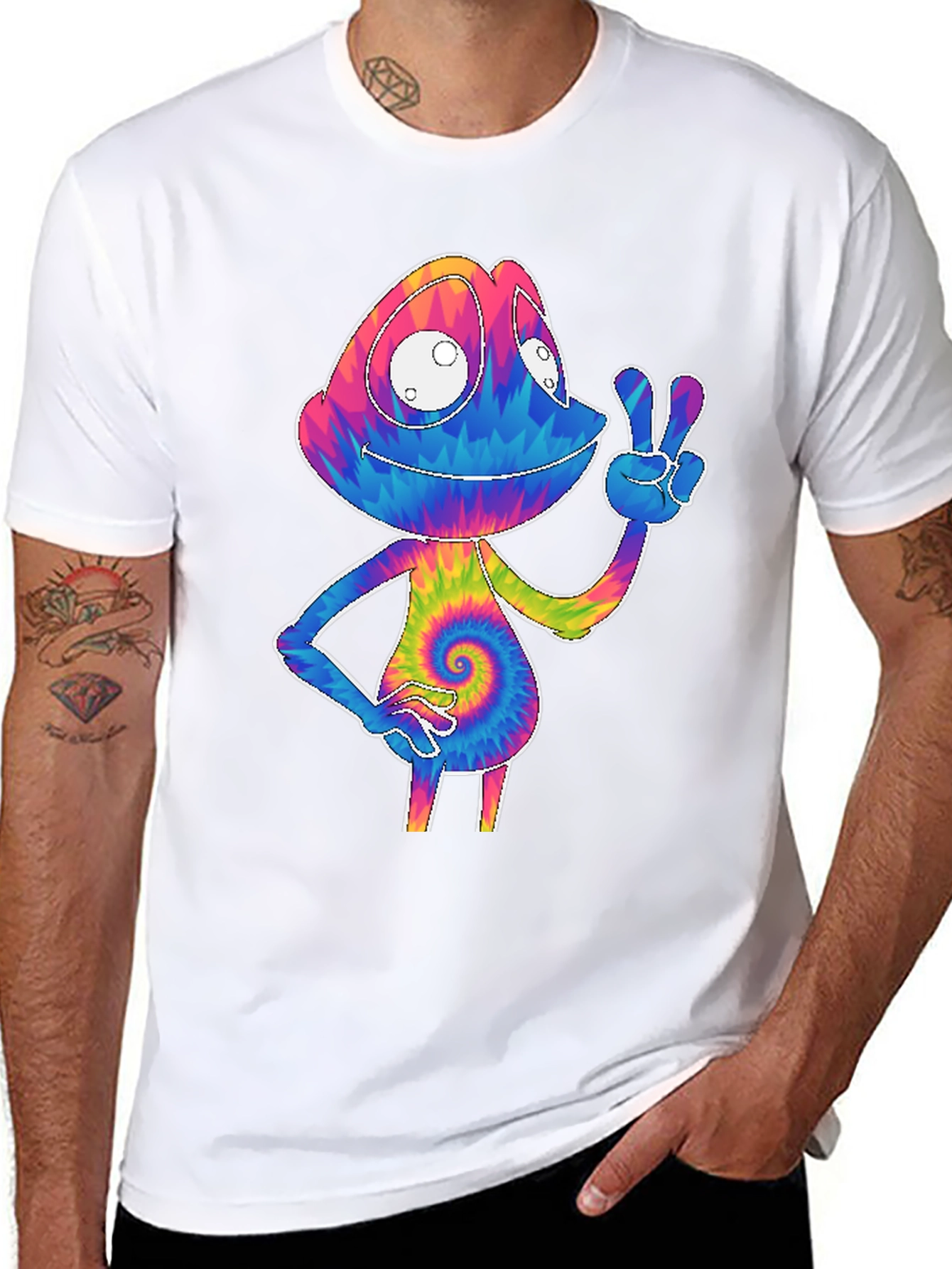 Black Tie-Dye Chameleon Graphic Tee view 8