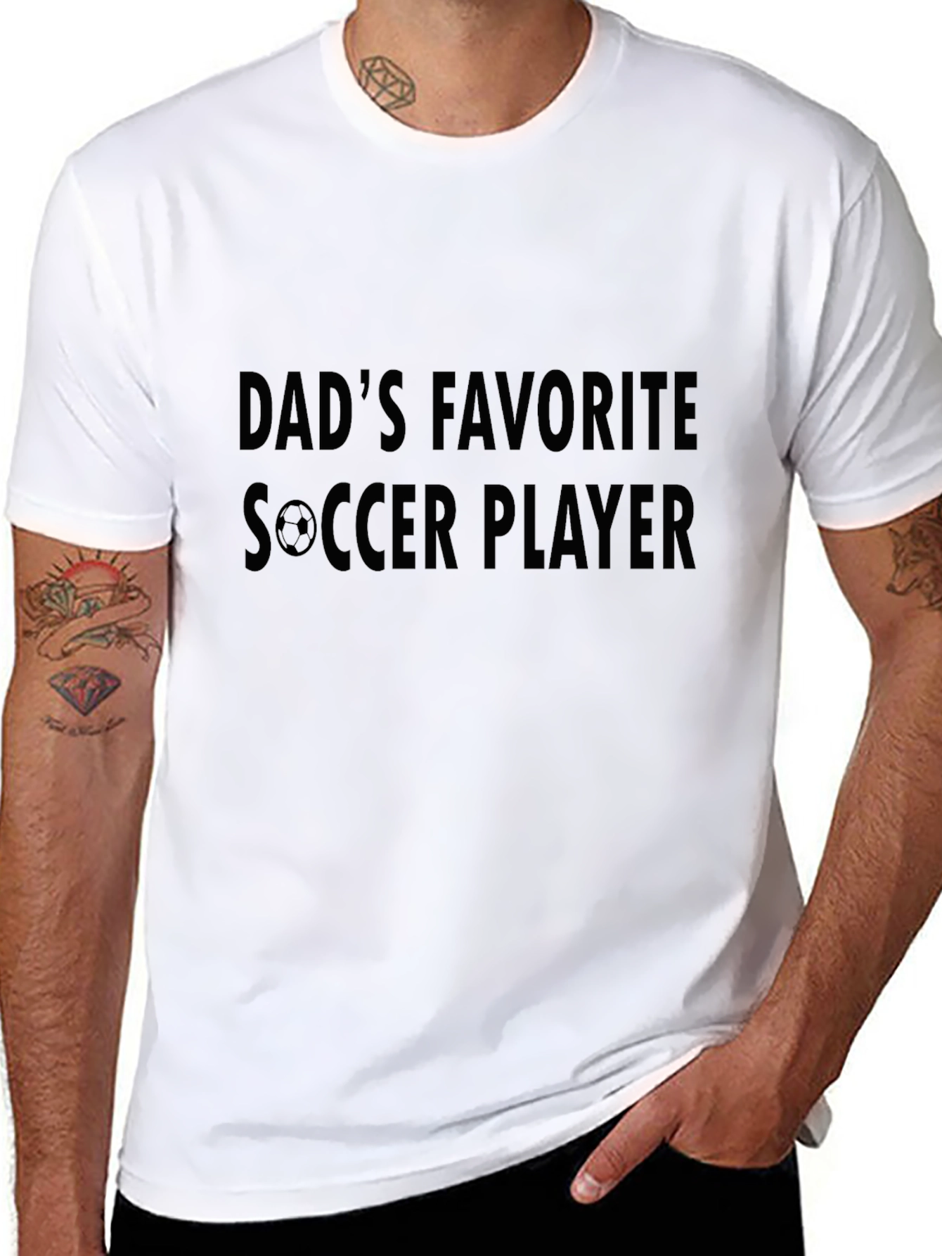 Black Dad's Favorite Soccer Player Black T-Shirt view 8