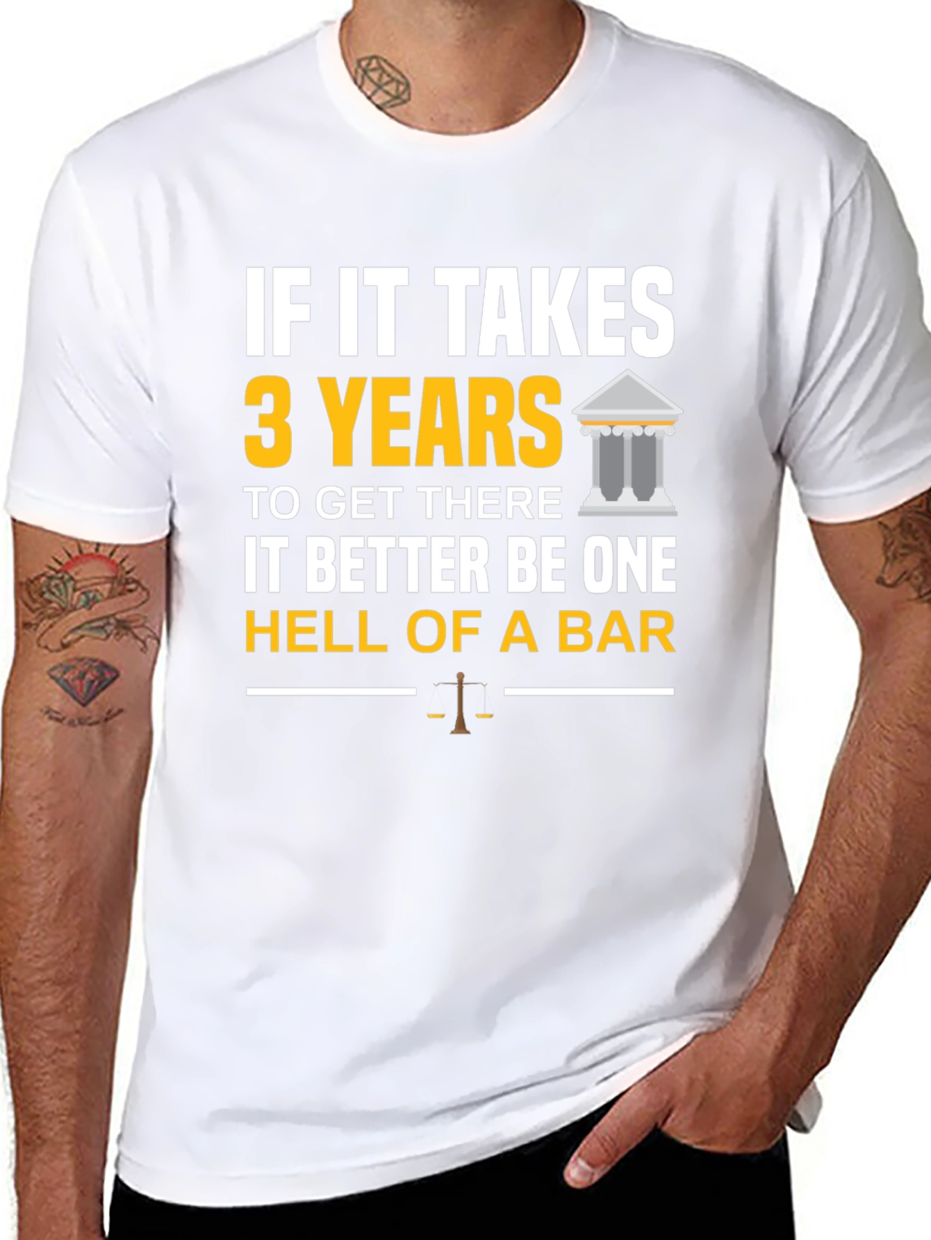 Black Law School T-Shirt: If It Takes 3 Years - Hell of a Bar! view 8