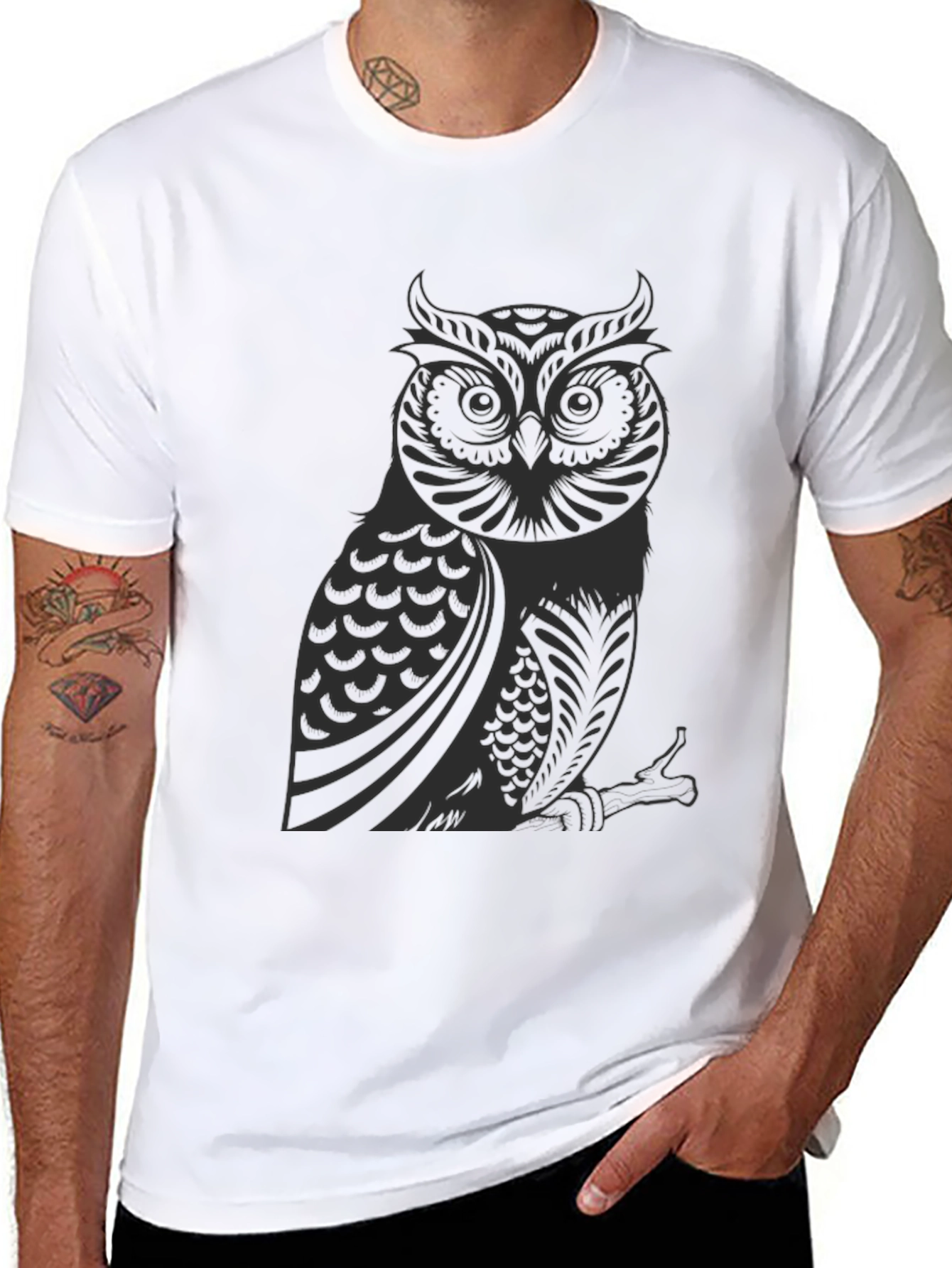 Black Owl Graphic T-Shirt - Soft Cotton Tee view 8