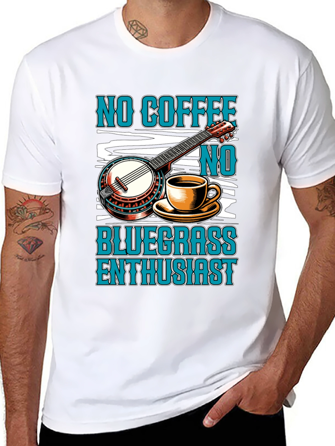 Black No Coffee No Bluegrass Enthusiast T-Shirt view 8