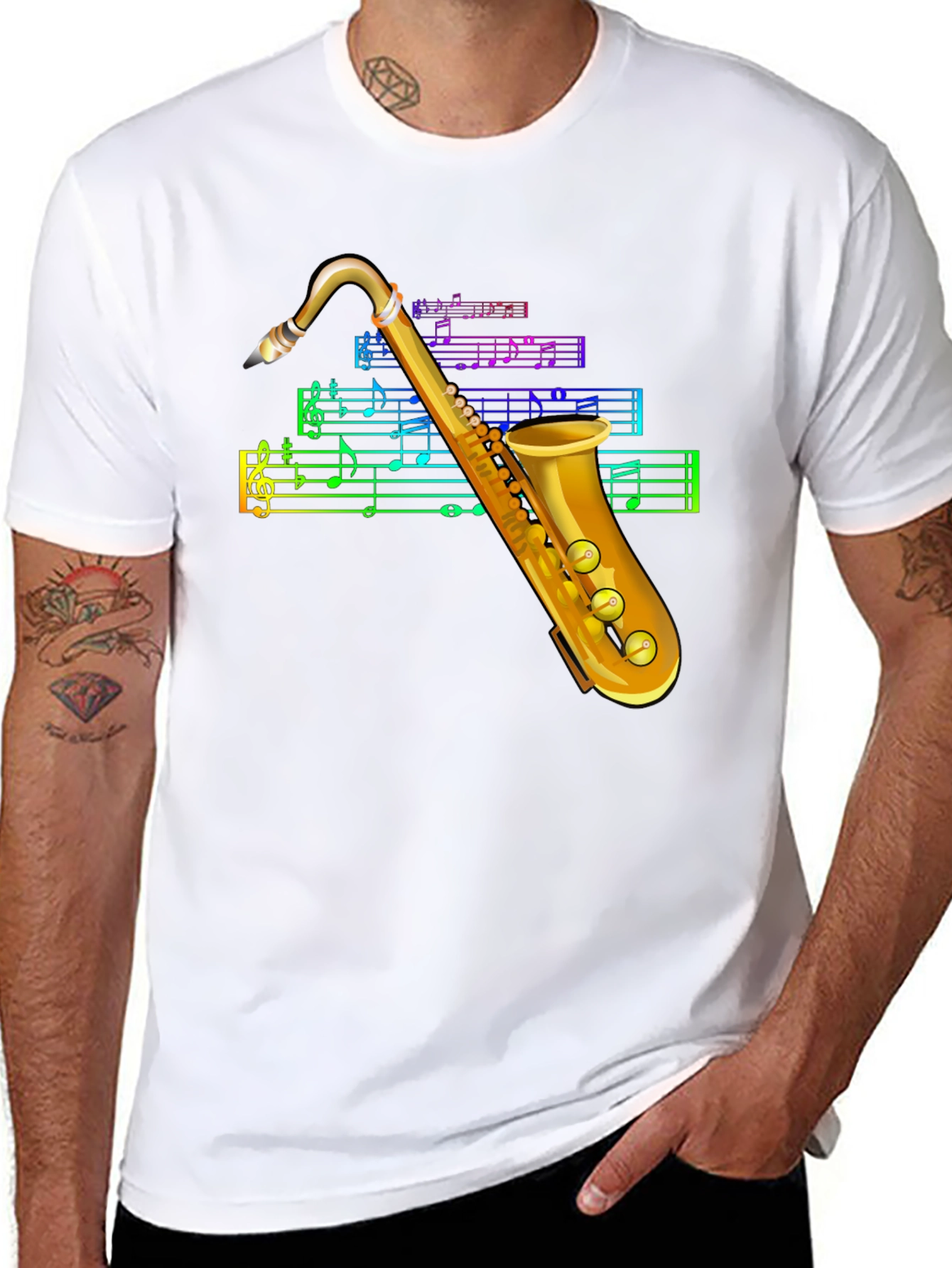 Black Saxophone Music T-Shirt view 8