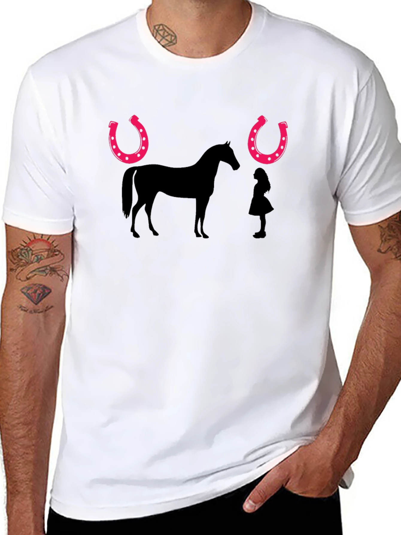 Black Horse and Girl Graphic Tee view 8