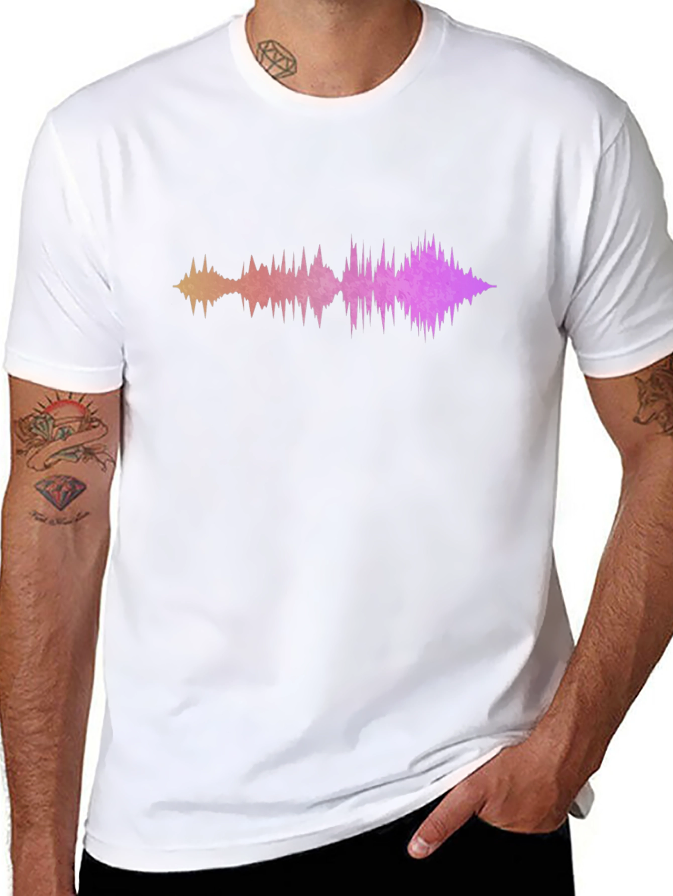 Black Sound Wave Graphic Tee - Modern Black T-Shirt view 8