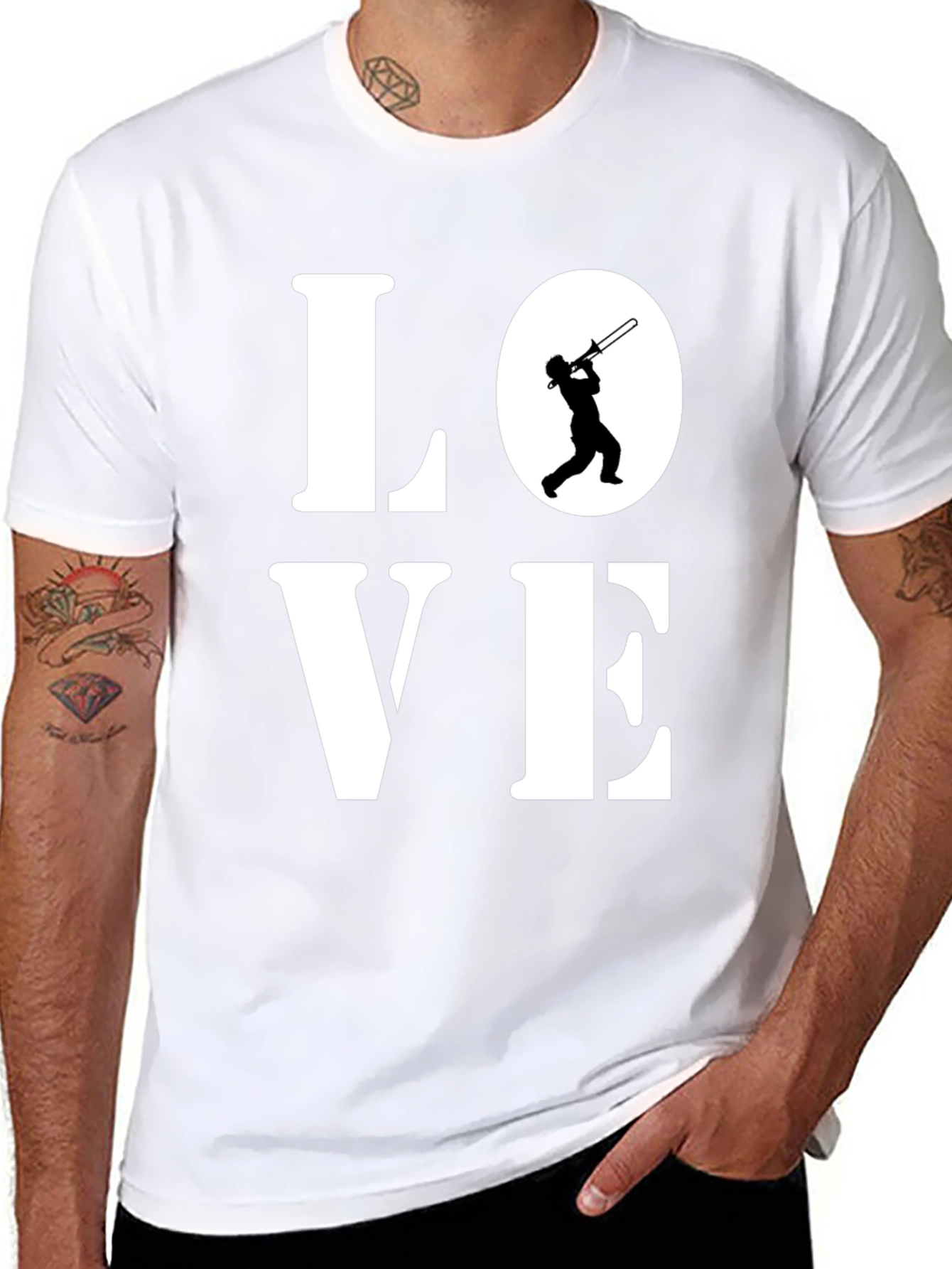 Black Love Trombone T-Shirt - Music Lover Tee view 8