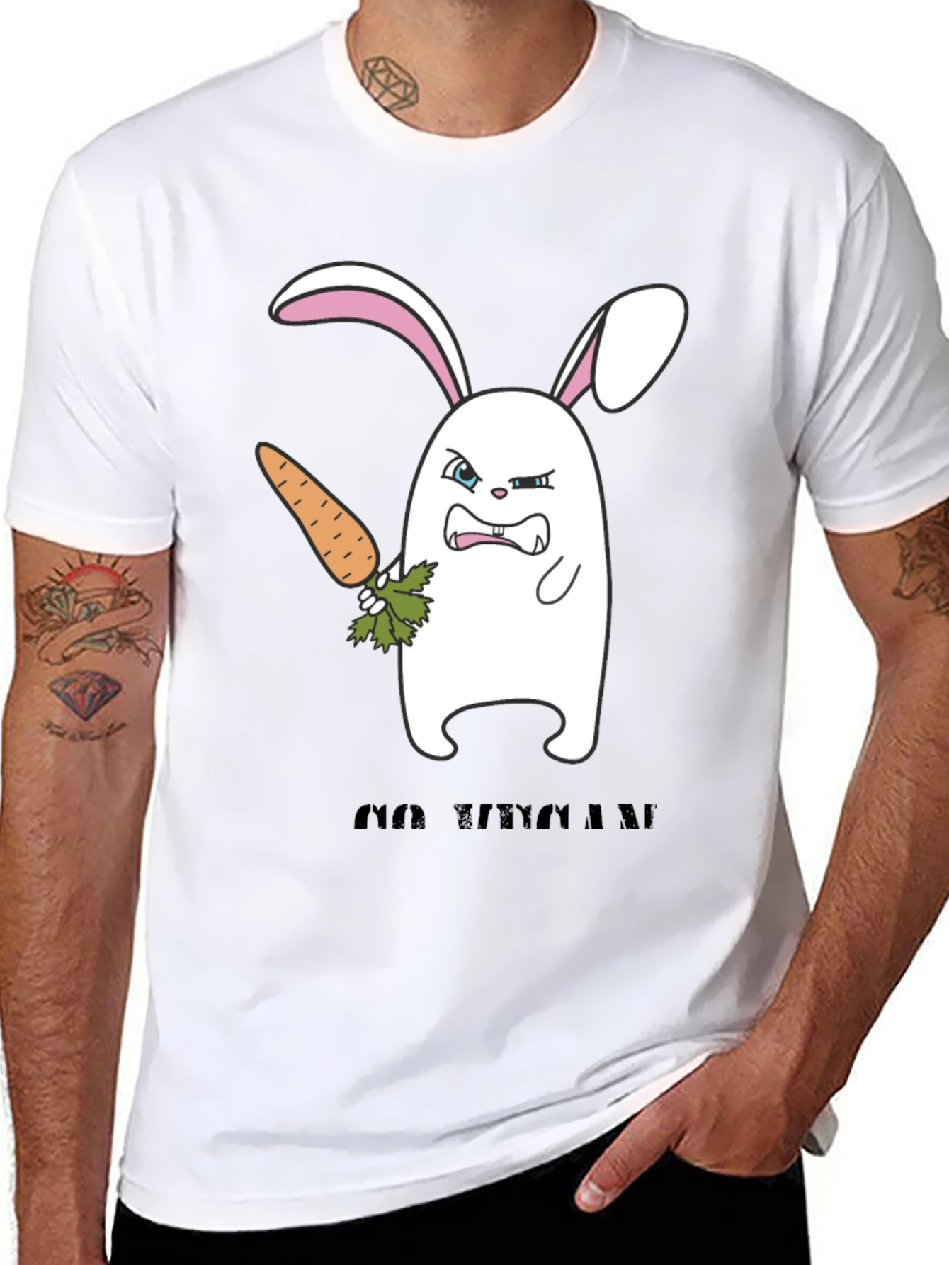 Black Angry Bunny Graphic T-Shirt -  Cute and Edgy Design view 8
