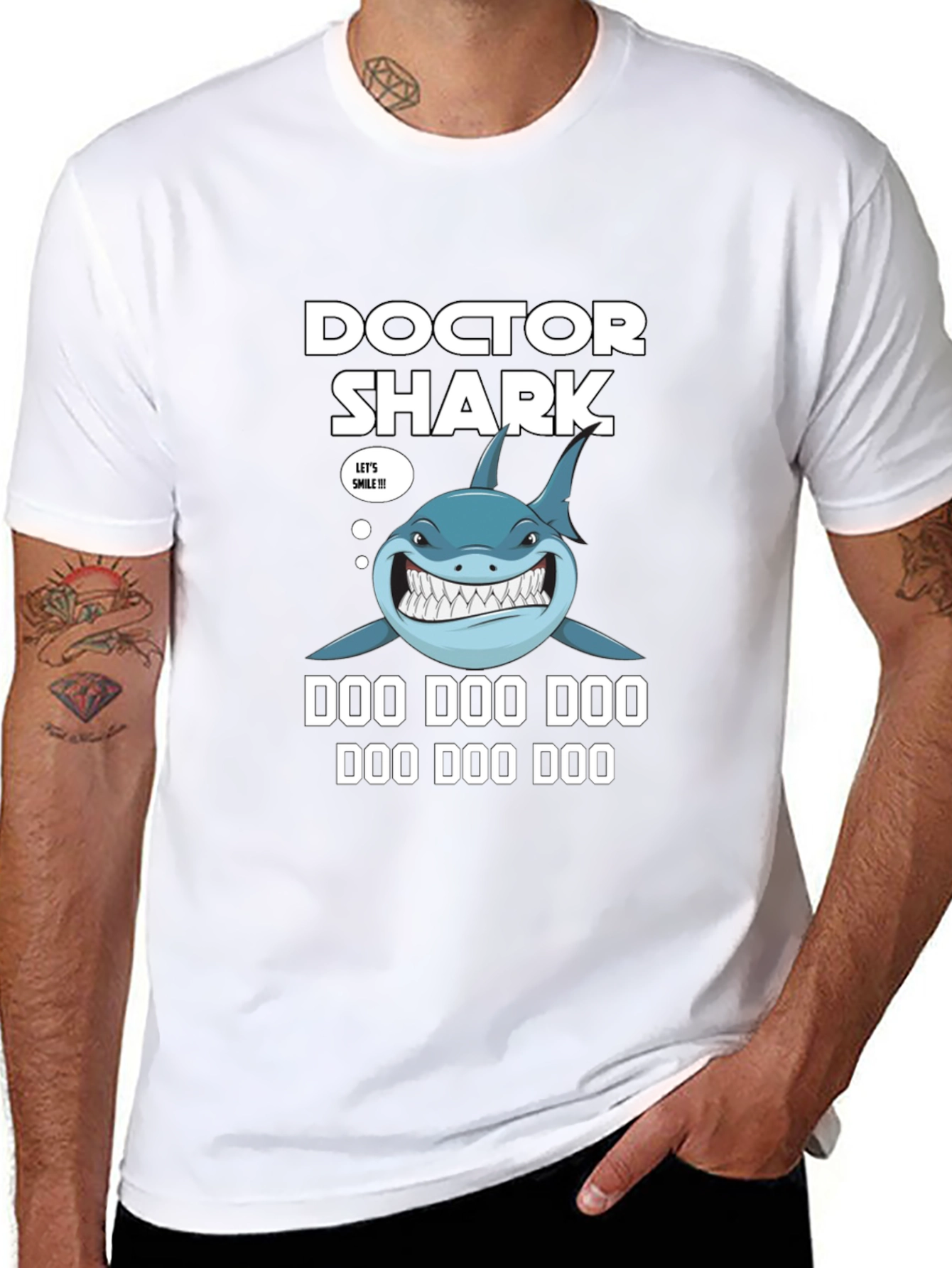 Black Doctor Shark T-Shirt - Doo Doo Doo Funny Tee view 8