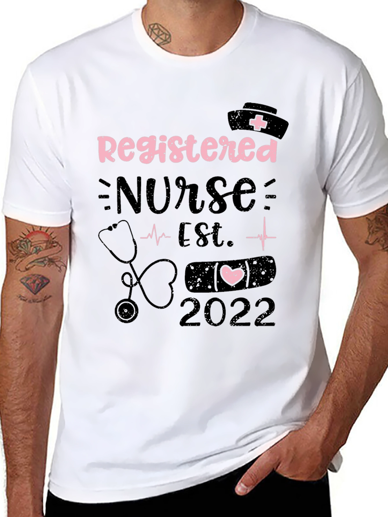 Black Registered Nurse Est. 2022 T-Shirt - Medical Professional Tee view 8