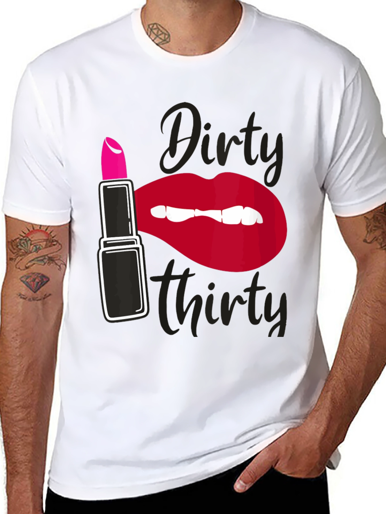 Dirty Thirty Lipstick Graphic T-Shirt - 8