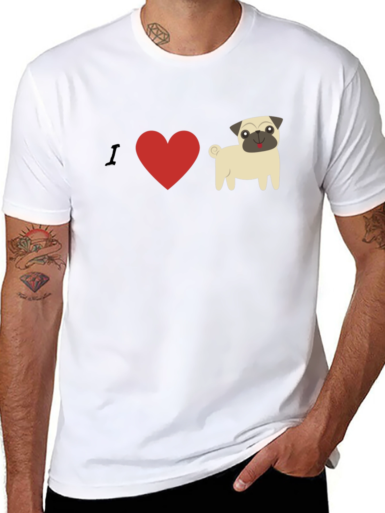 Black I Heart Pugs Graphic Tee - Mens Black T-Shirt view 8