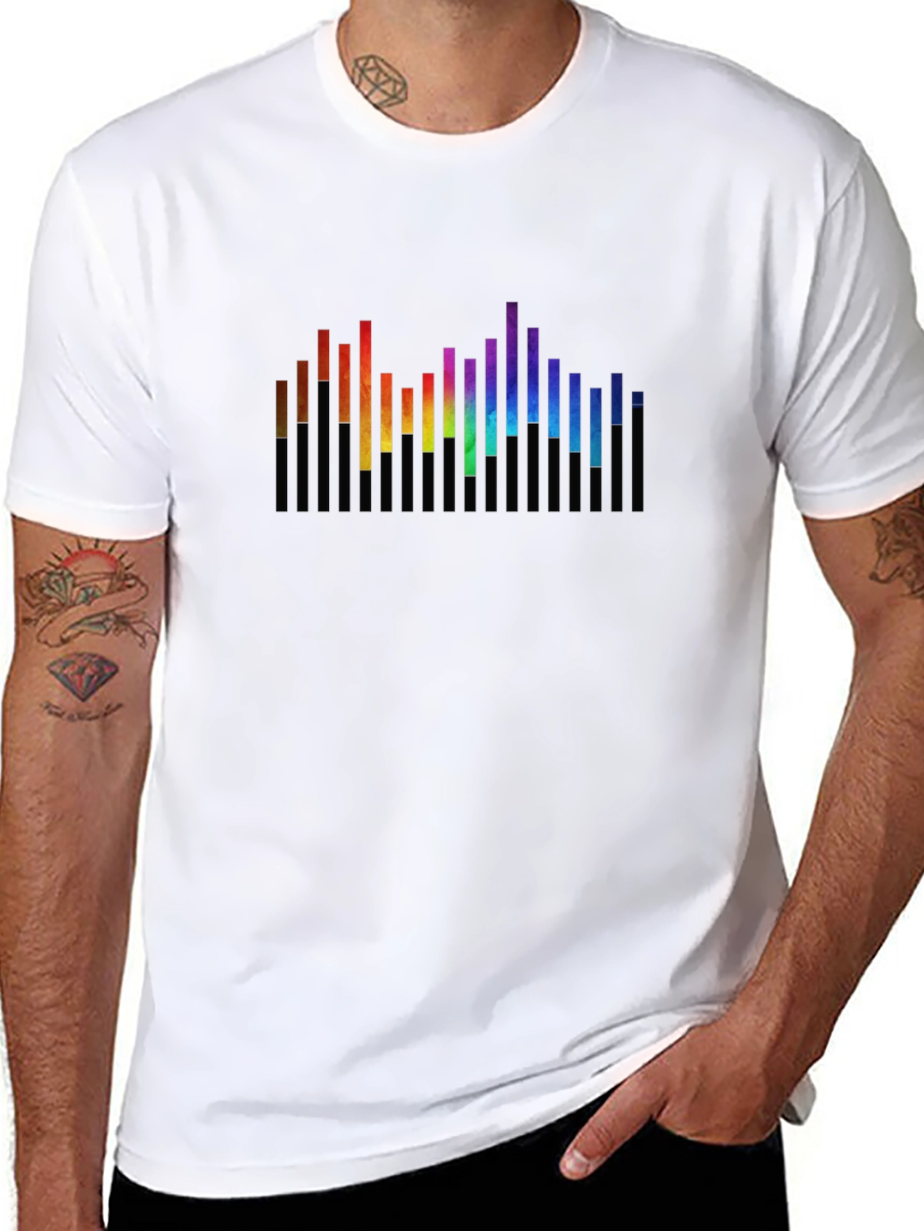 Black Rainbow Spectrum Graphic Black T-Shirt view 8