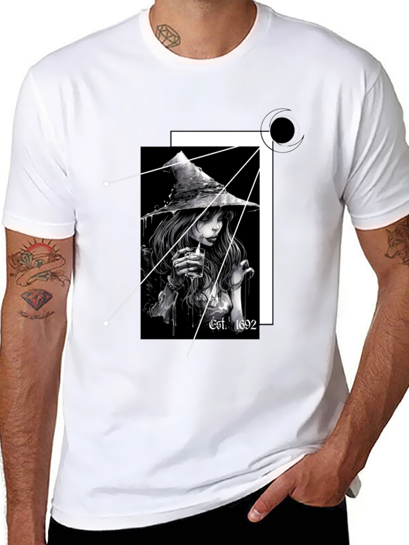 Black Witch T-Shirt - Est. 1692 - Black Cotton Tee view 8