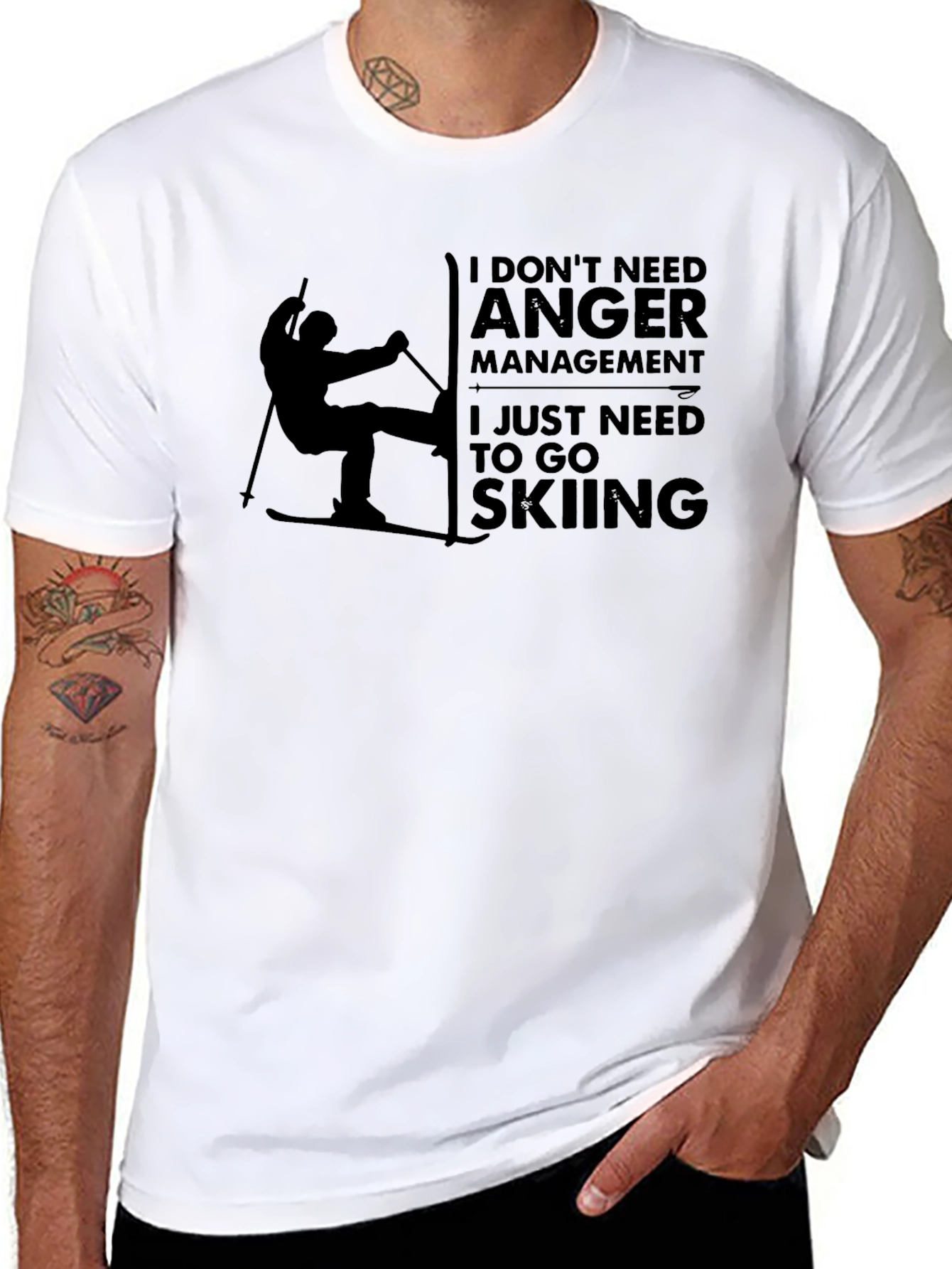 Black Funny Skiing T-Shirt: I Don't Need Anger Management view 8