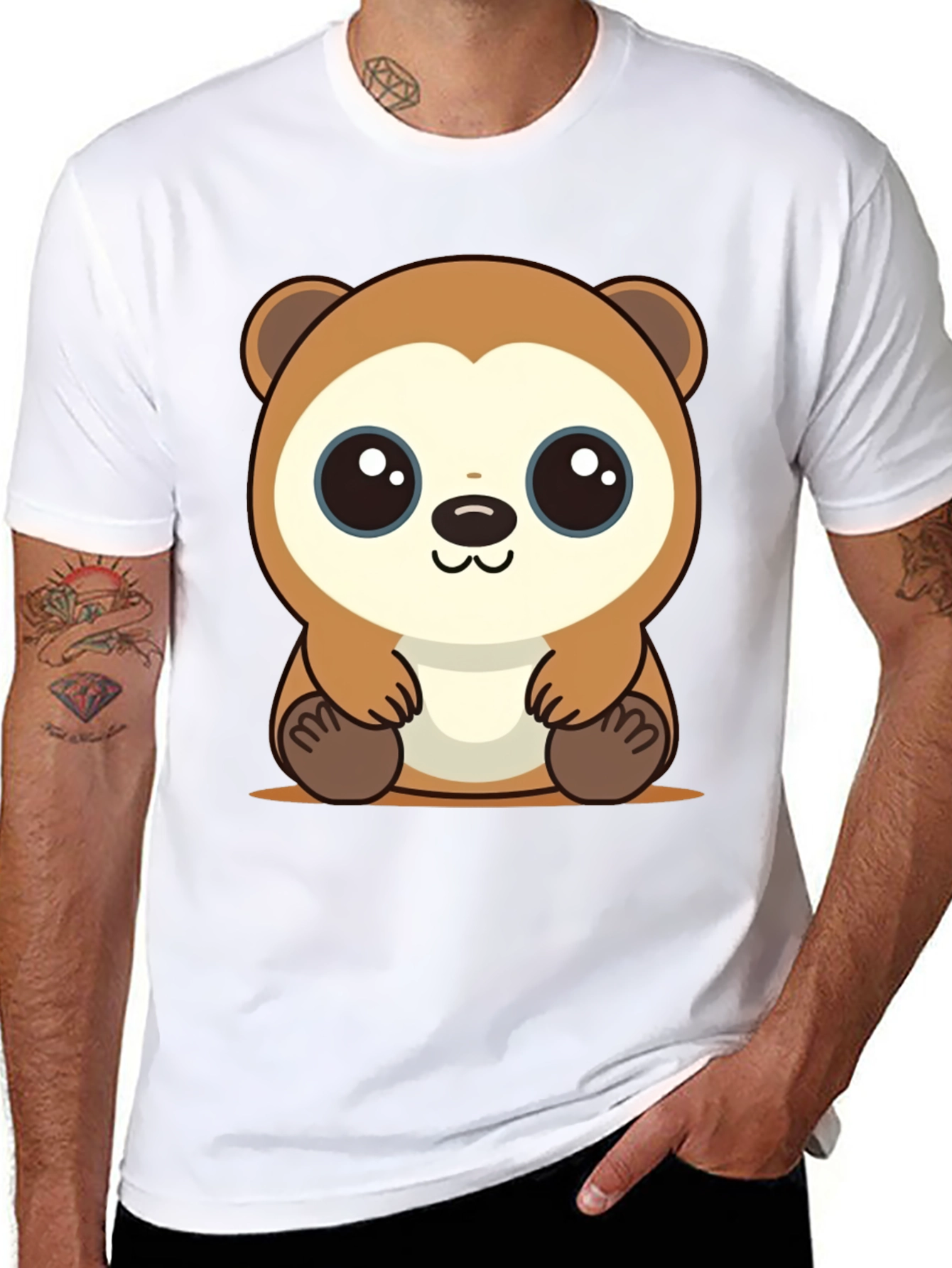 Black Cute Cartoon Otter Black T-Shirt view 8
