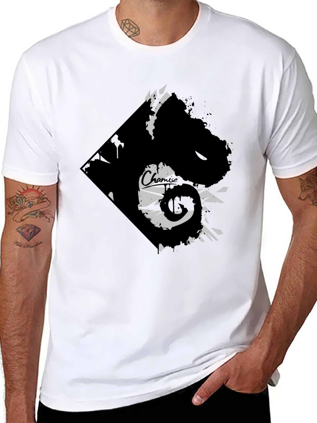 Black Edgy Graphic Tee - Black Cotton Blend view 8