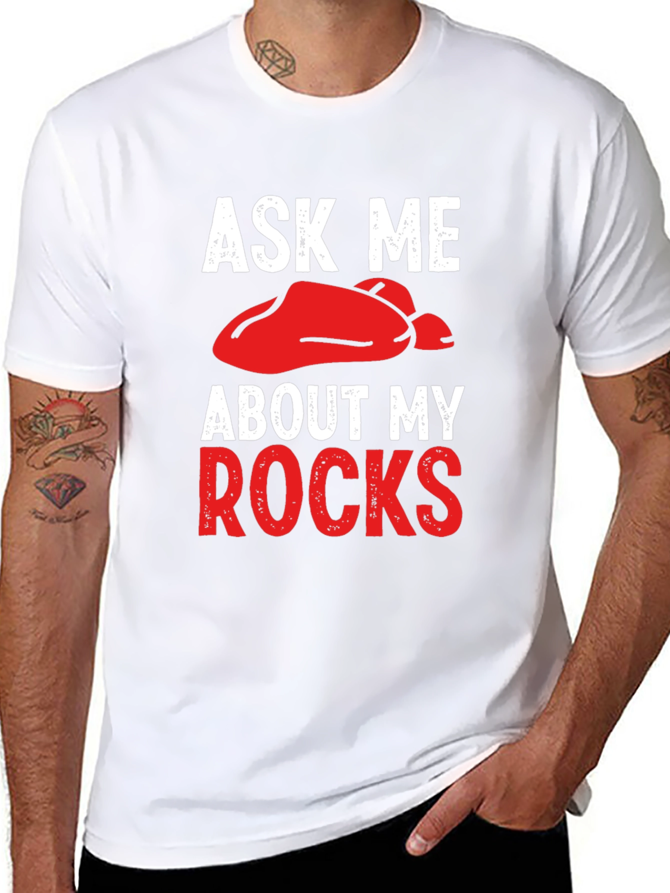 Black Ask Me About My Rocks T-Shirt view 8