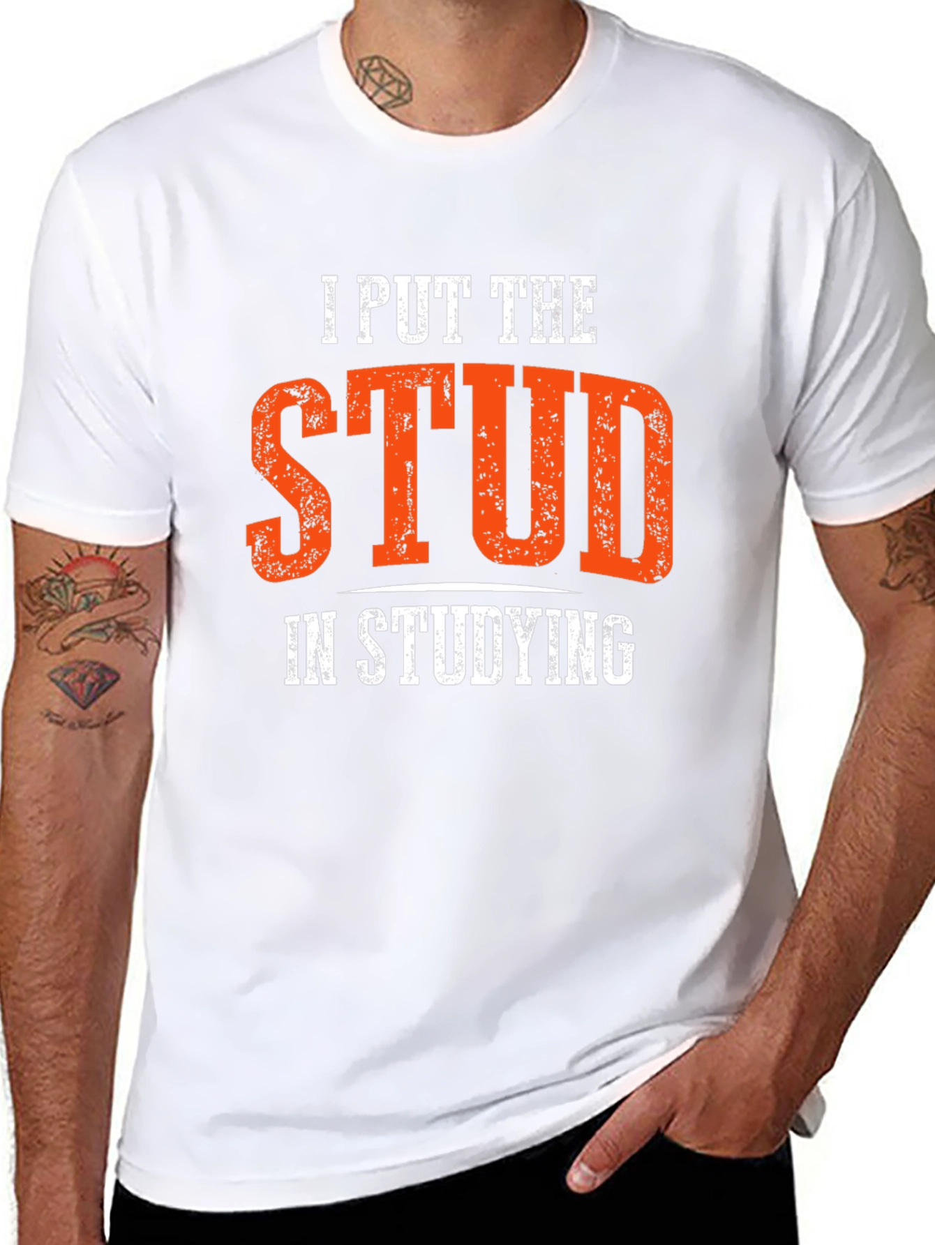 Black I Put the Stud in Studying T-Shirt view 8