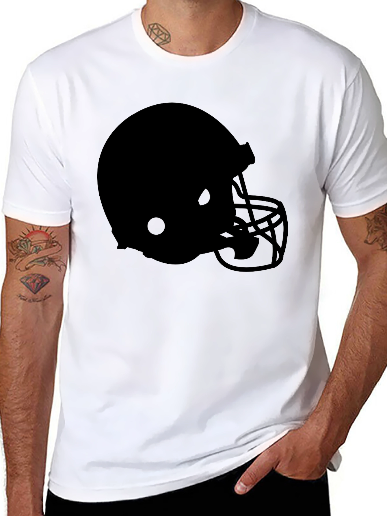Black Black Football Helmet Graphic Tee - Sports Fan Apparel view 8