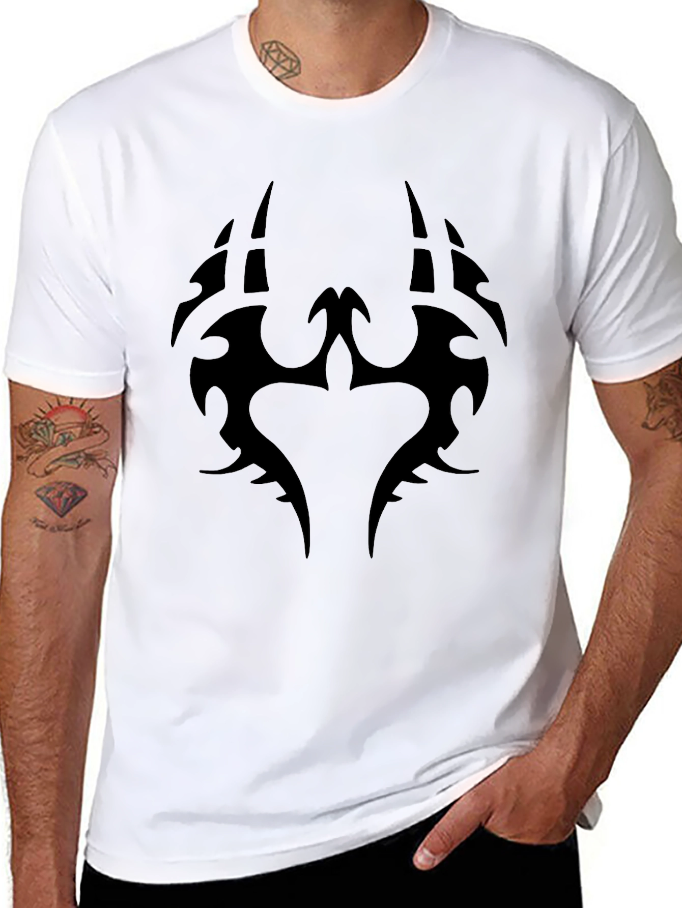 Black Men's Black Tribal Graphic T-Shirt view 8