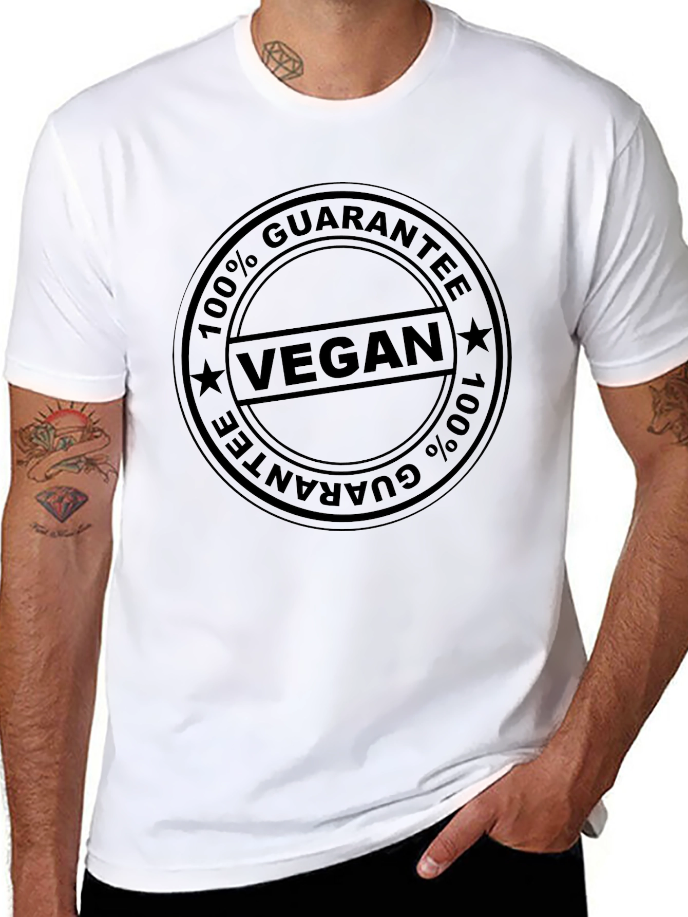 Black Vegan 100% Guarantee T-Shirt - Unisex view 8