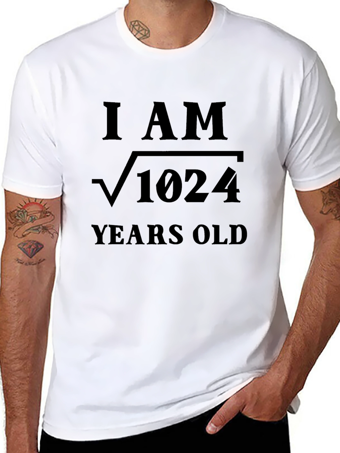 Black Funny Math Birthday T-Shirt: I Am Root 1024 Years Old view 8