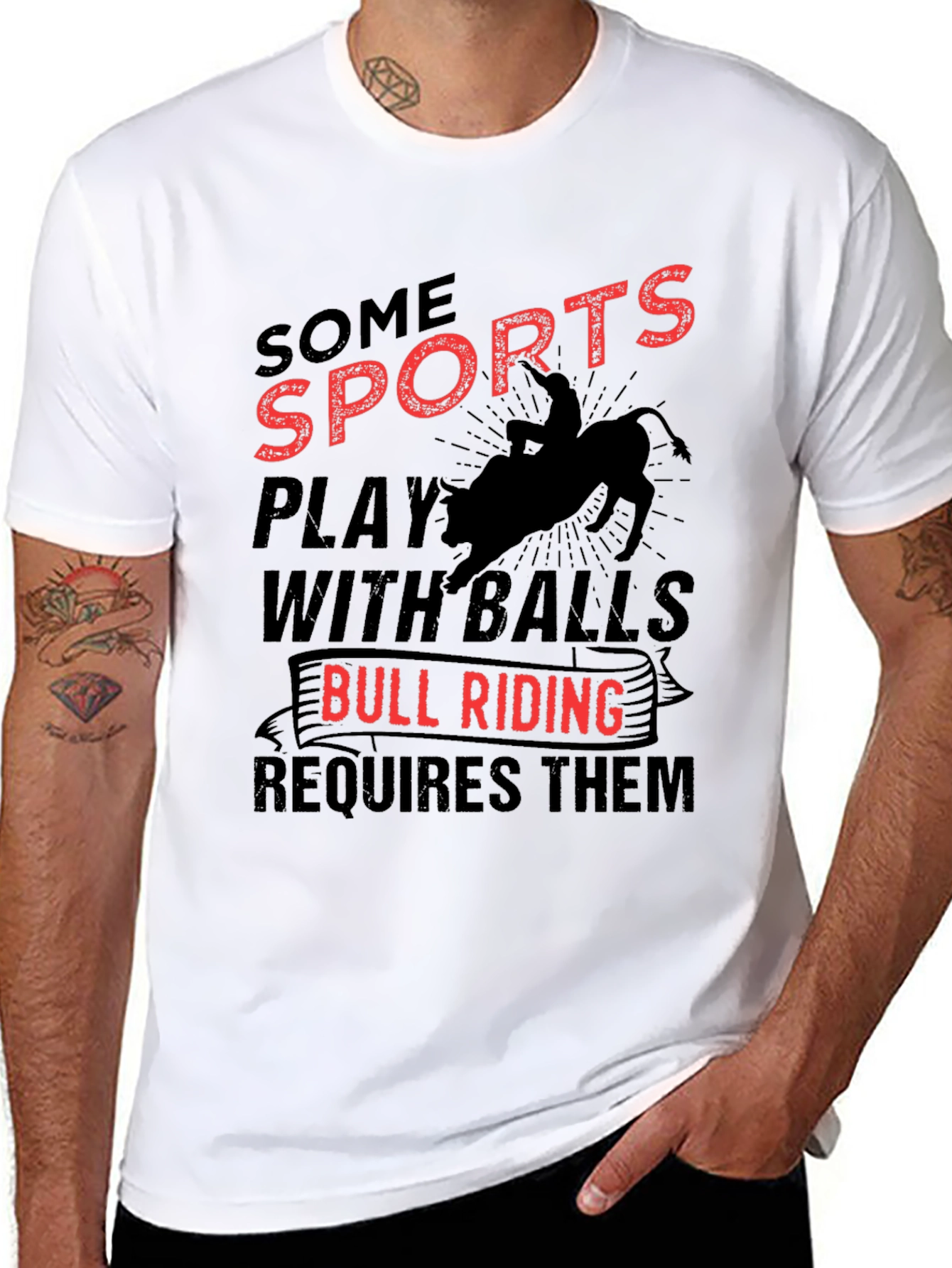 Black Bull Riding Balls T-Shirt Rodeo Cowboy Gift view 8