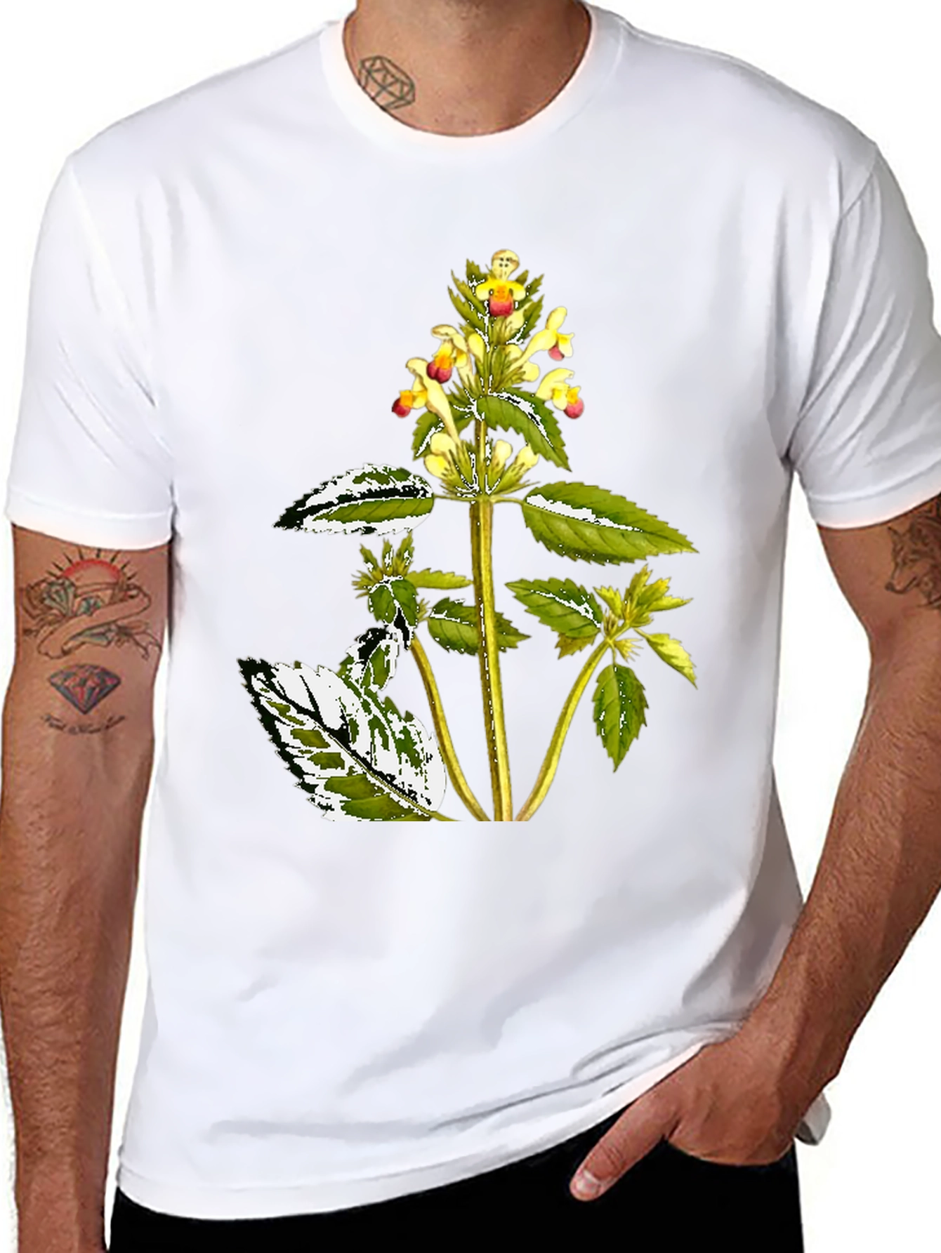 Black Botanical Graphic Black Tee view 8