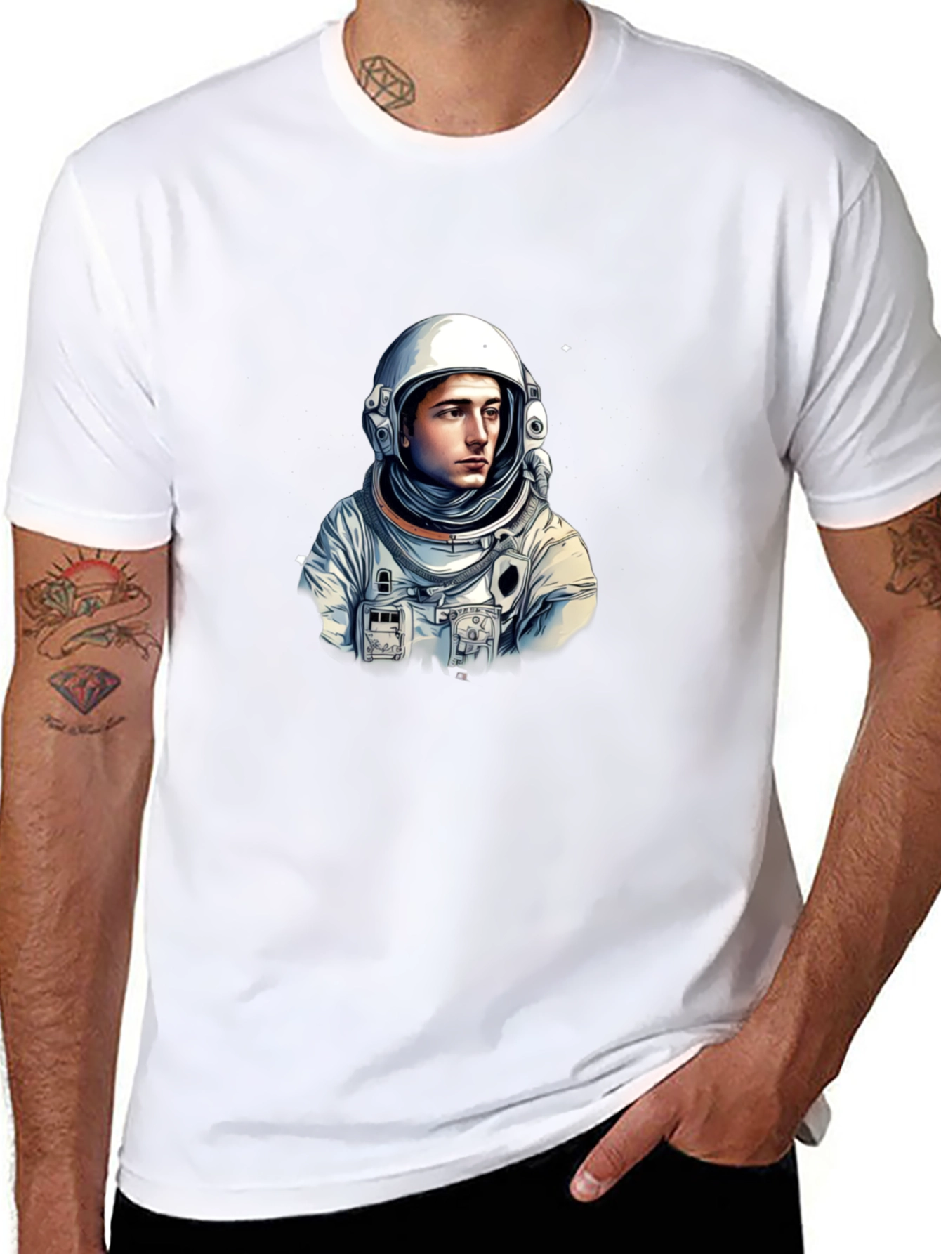 Black Astronaut Graphic Tee - Black Cotton Blend T-Shirt view 8