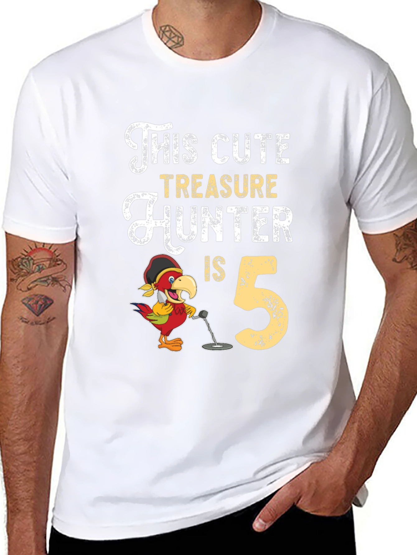 Black Cute Treasure Hunter 5th Birthday Black T-Shirt view 8