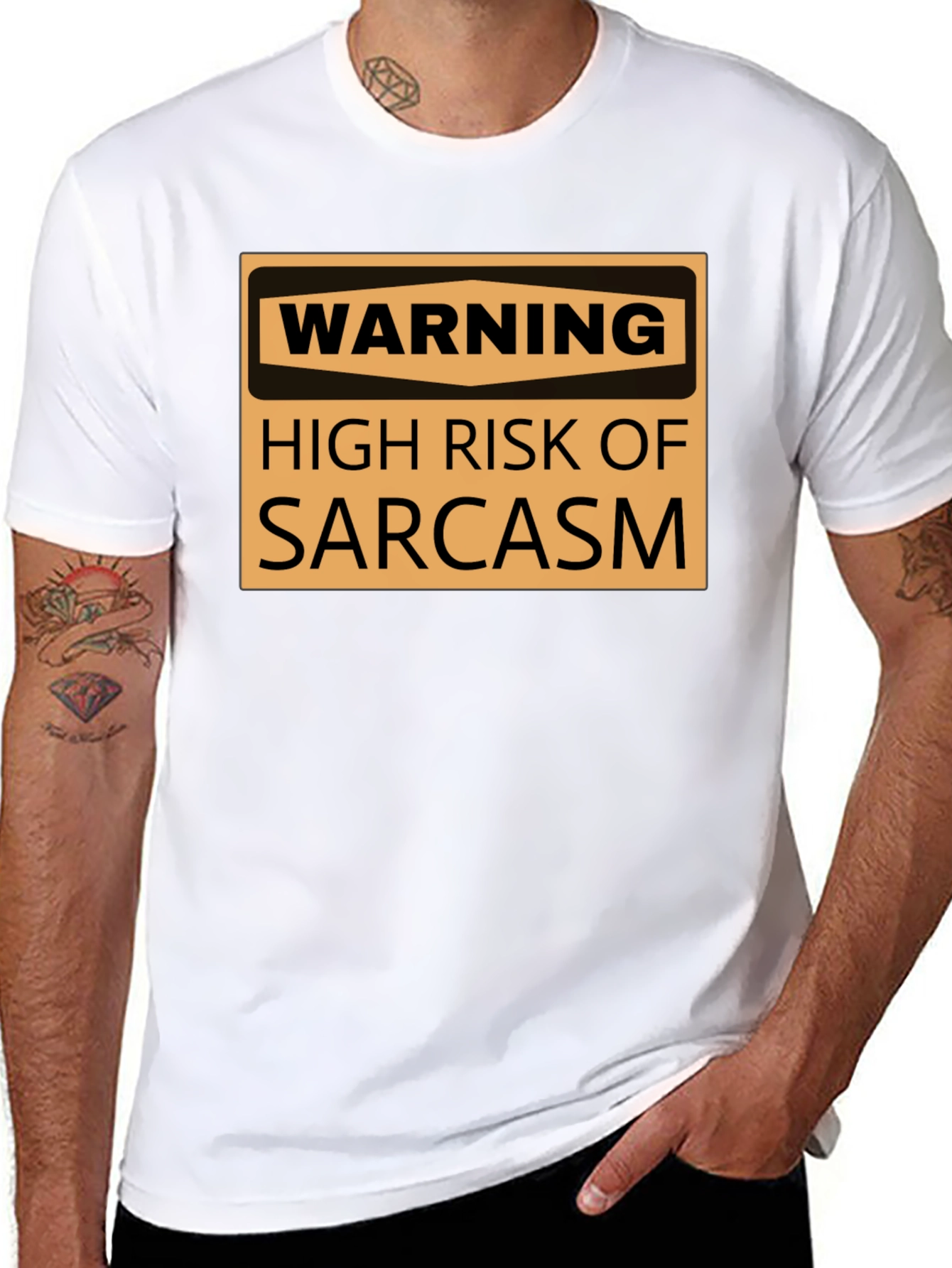 Black Warning Sarcasm T-Shirt - High Risk Humor Tee view 8