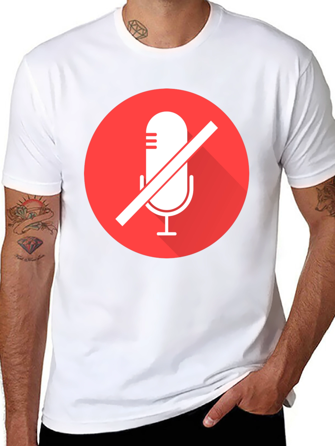 Black Mute Microphone Graphic Tee - Black view 8