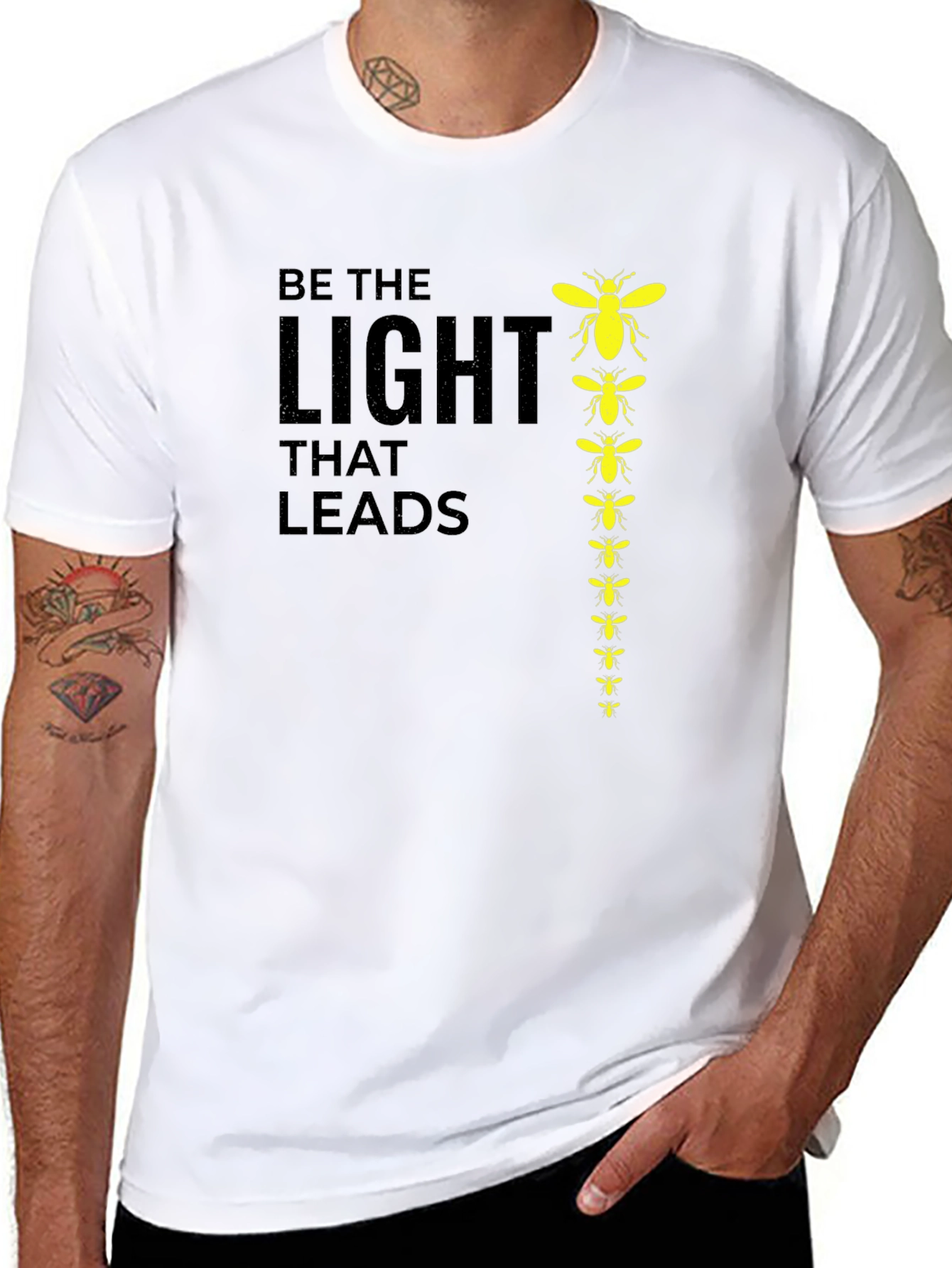 Black Be The Light That Leads Graphic Tee view 8