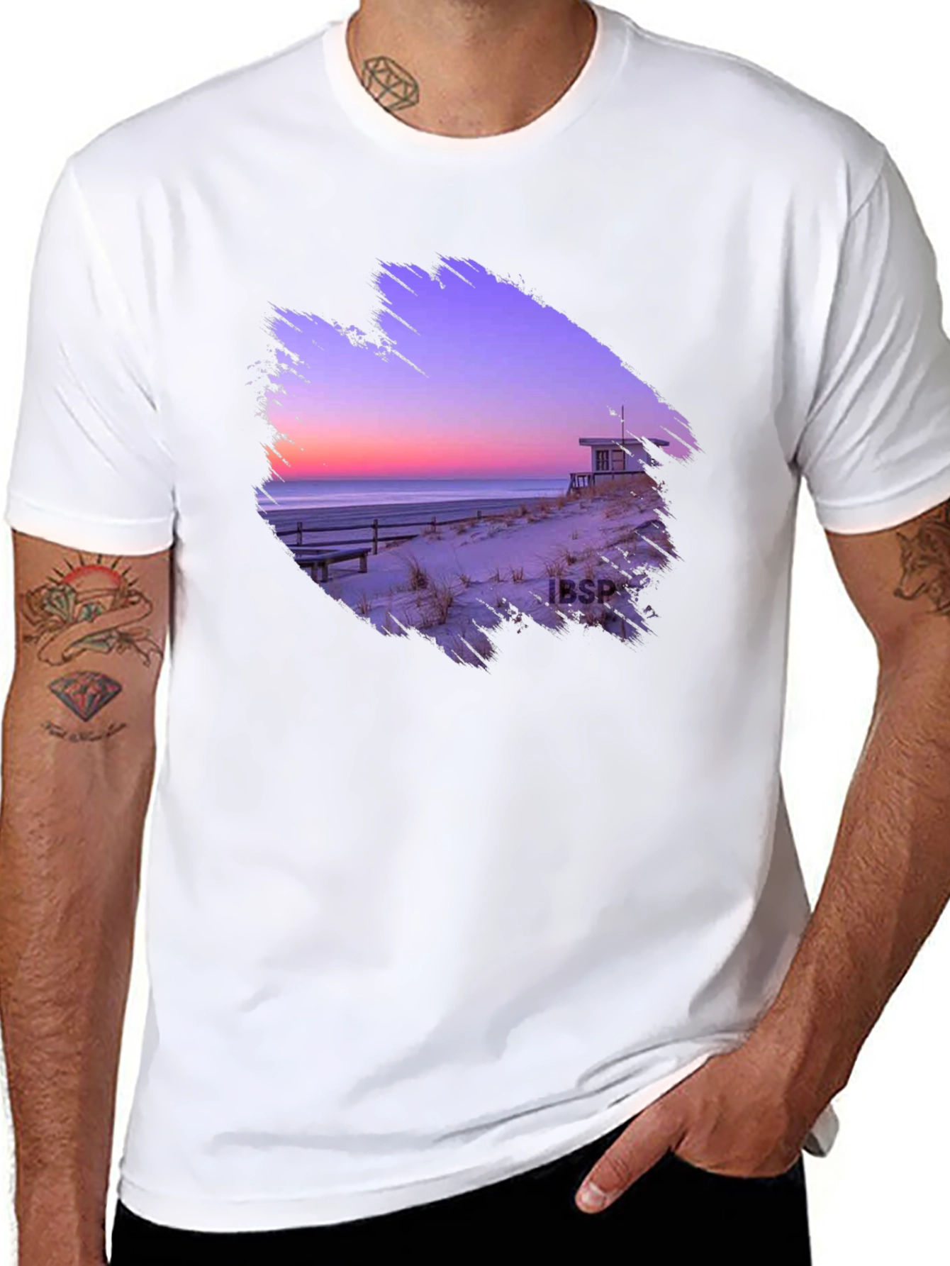 Black Sunset Beach Graphic Tee - Men's Black T-Shirt view 8
