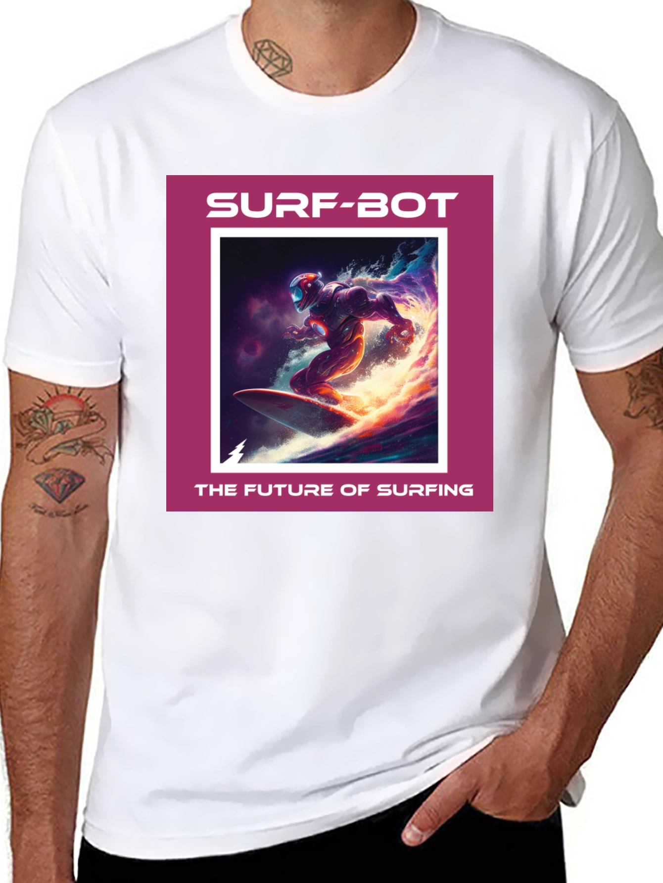 Black Surf-Bot Future Surfing Black T-Shirt view 8