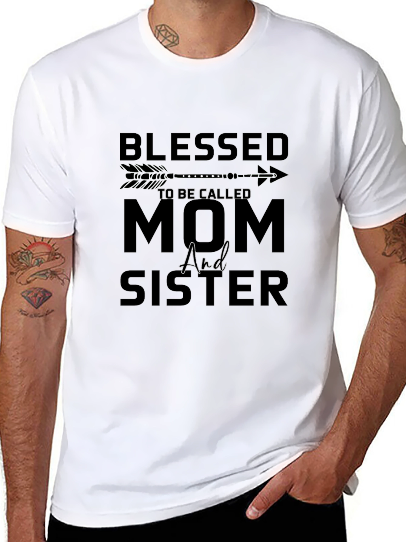 Black Blessed Mom & Sister Black T-Shirt view 8