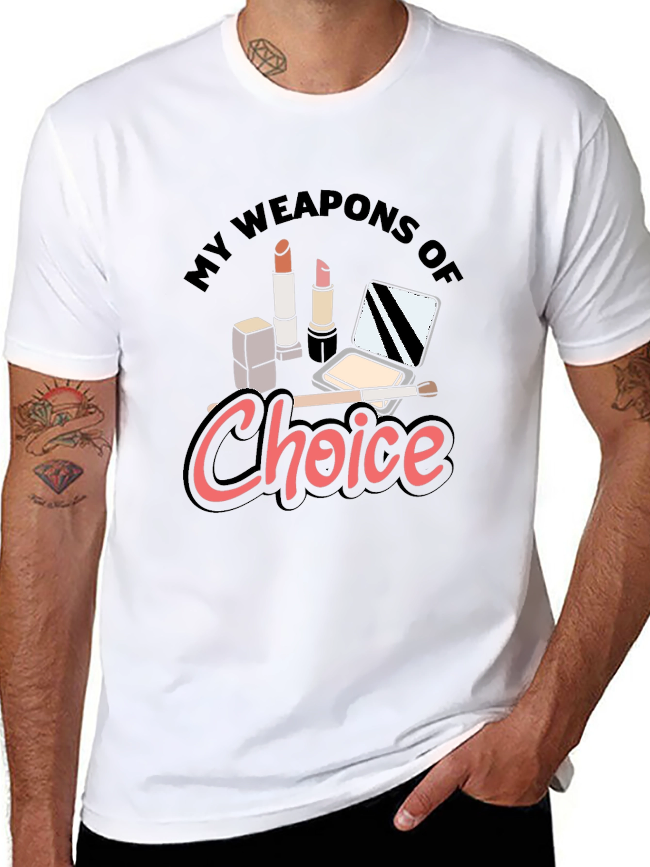 Black My Weapons of Choice Makeup T-Shirt view 8
