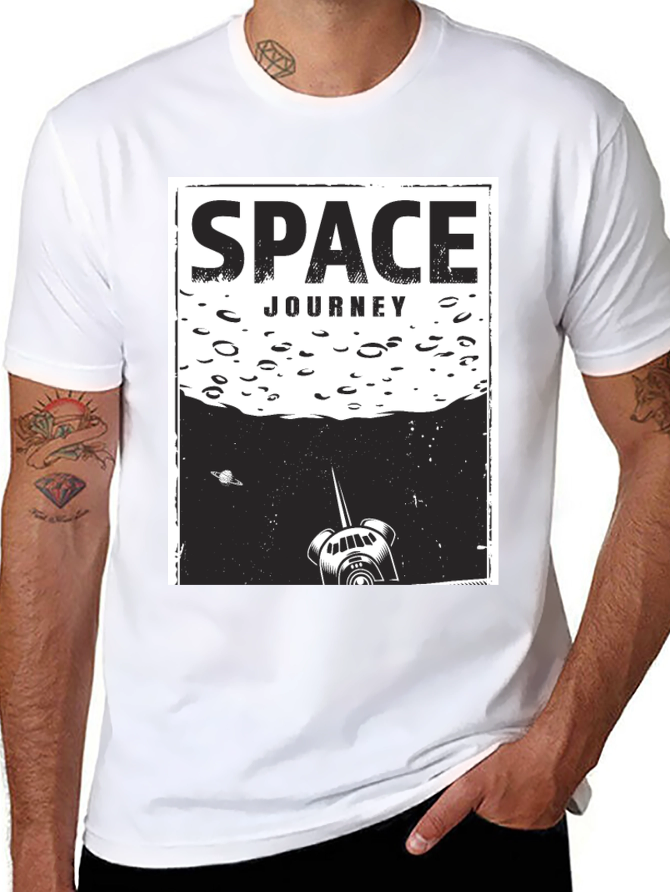 Black Space Journey Graphic T-Shirt - Unisex Black Tee view 8