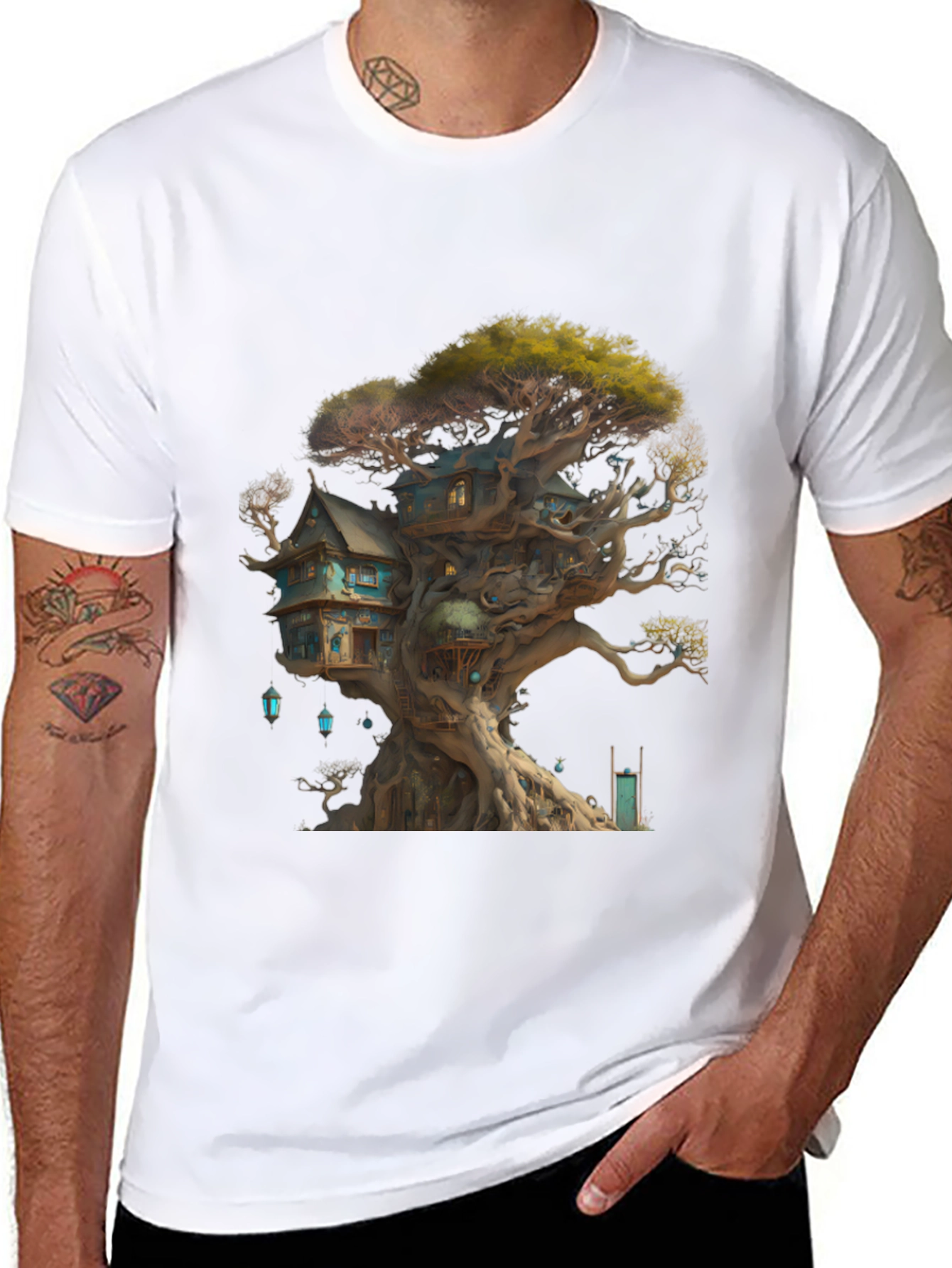 Black Enchanted Treehouse Graphic T-Shirt view 8