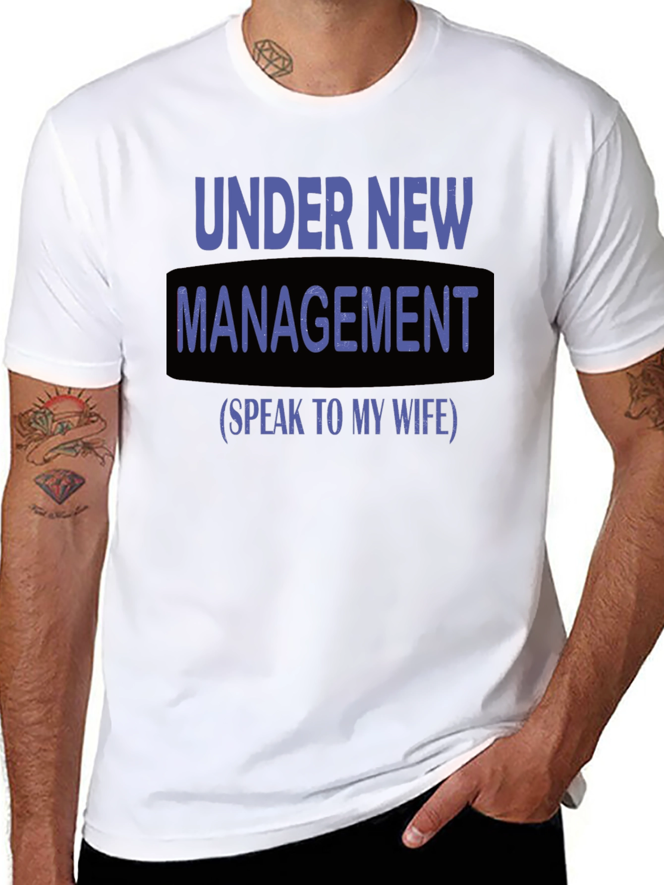 Black Under New Management Funny Graphic T-Shirt view 8
