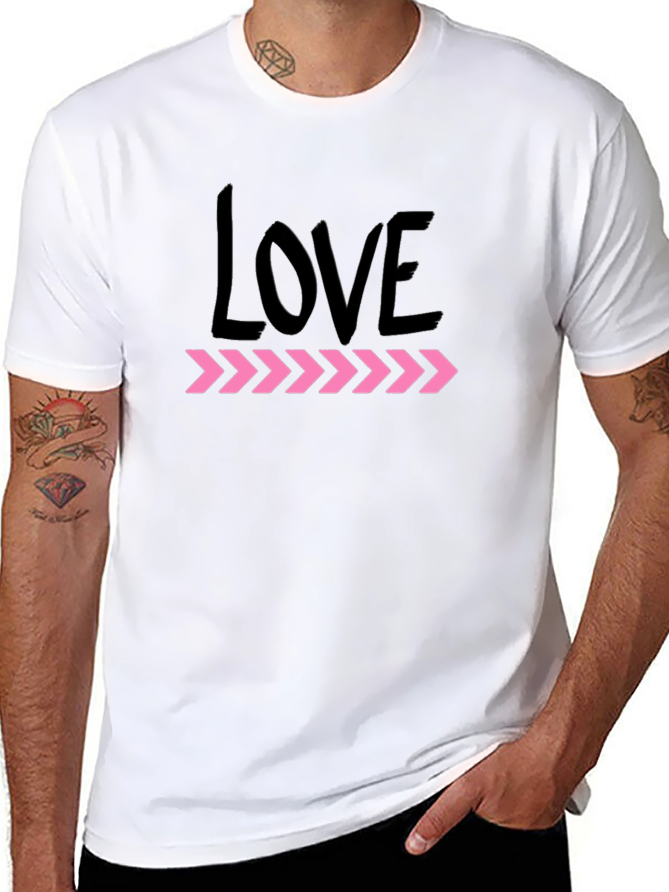 Black Love Arrows Graphic Tee - Black Short Sleeve Crew Neck T-Shirt view 8