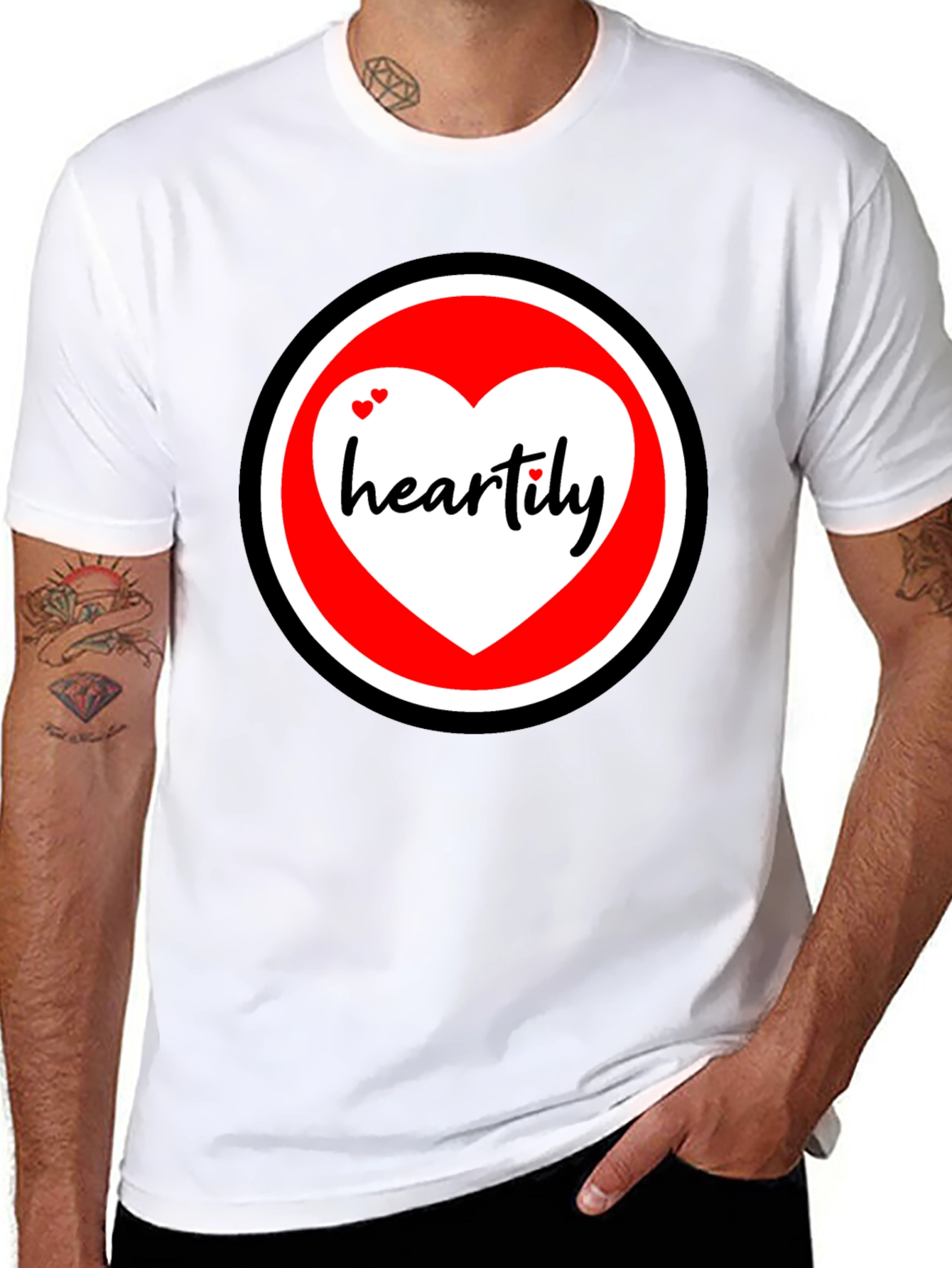 Black Heartily Graphic T-Shirt - Black Cotton Blend view 8
