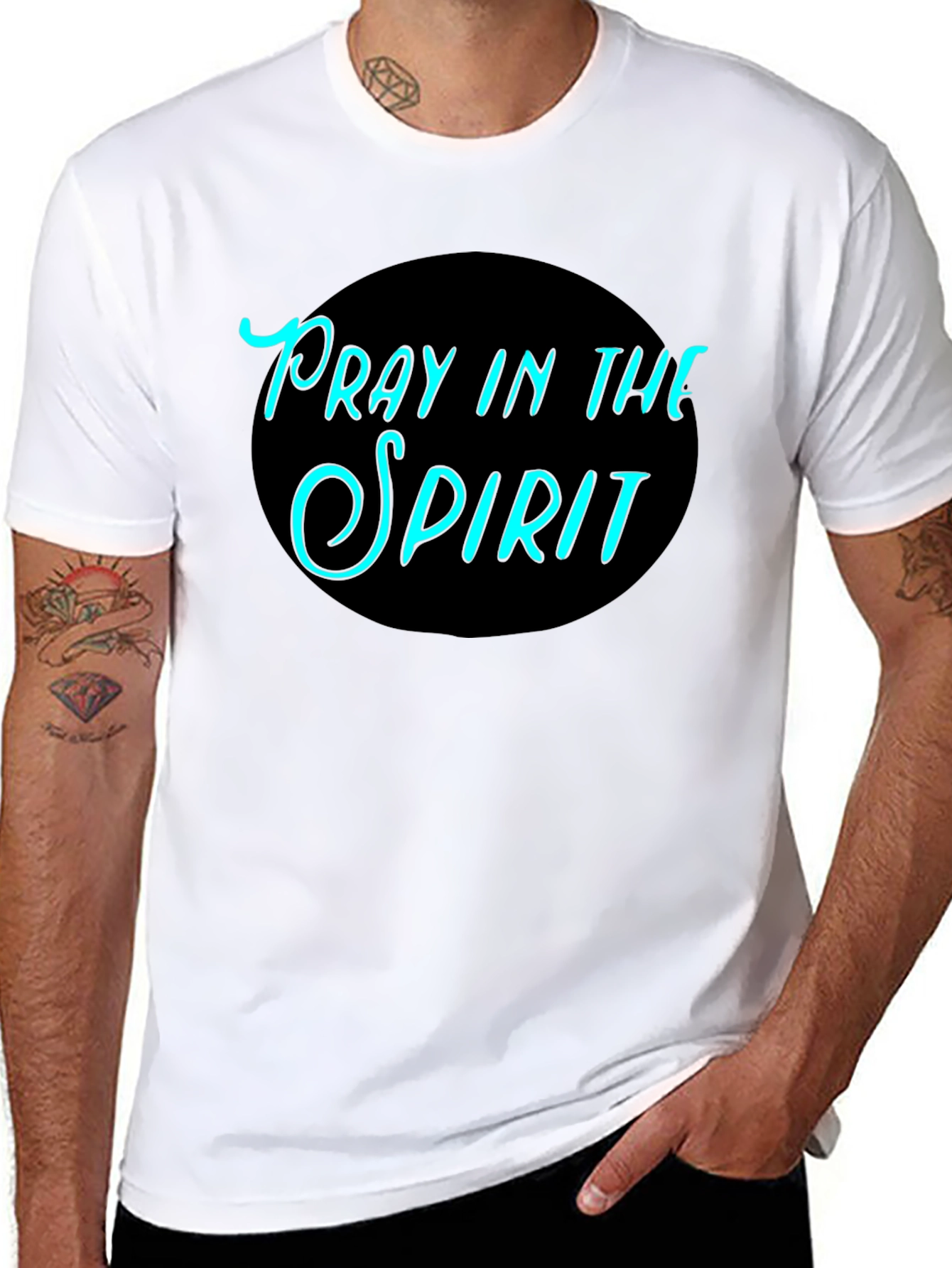 Black Pray In The Spirit Black T-Shirt Christian Graphic Tee view 8