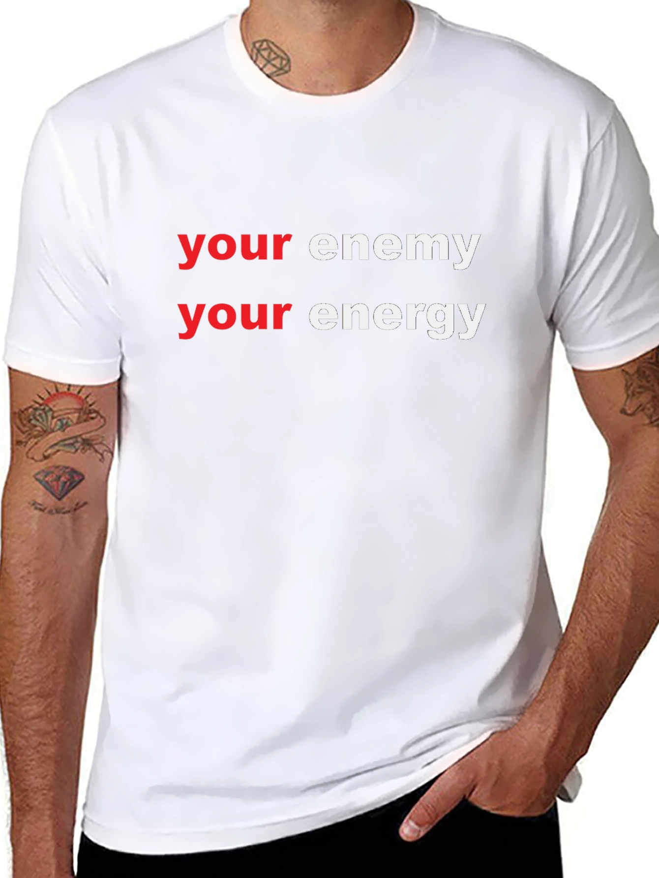 Black Your Enemy Your Energy Graphic Tee view 8