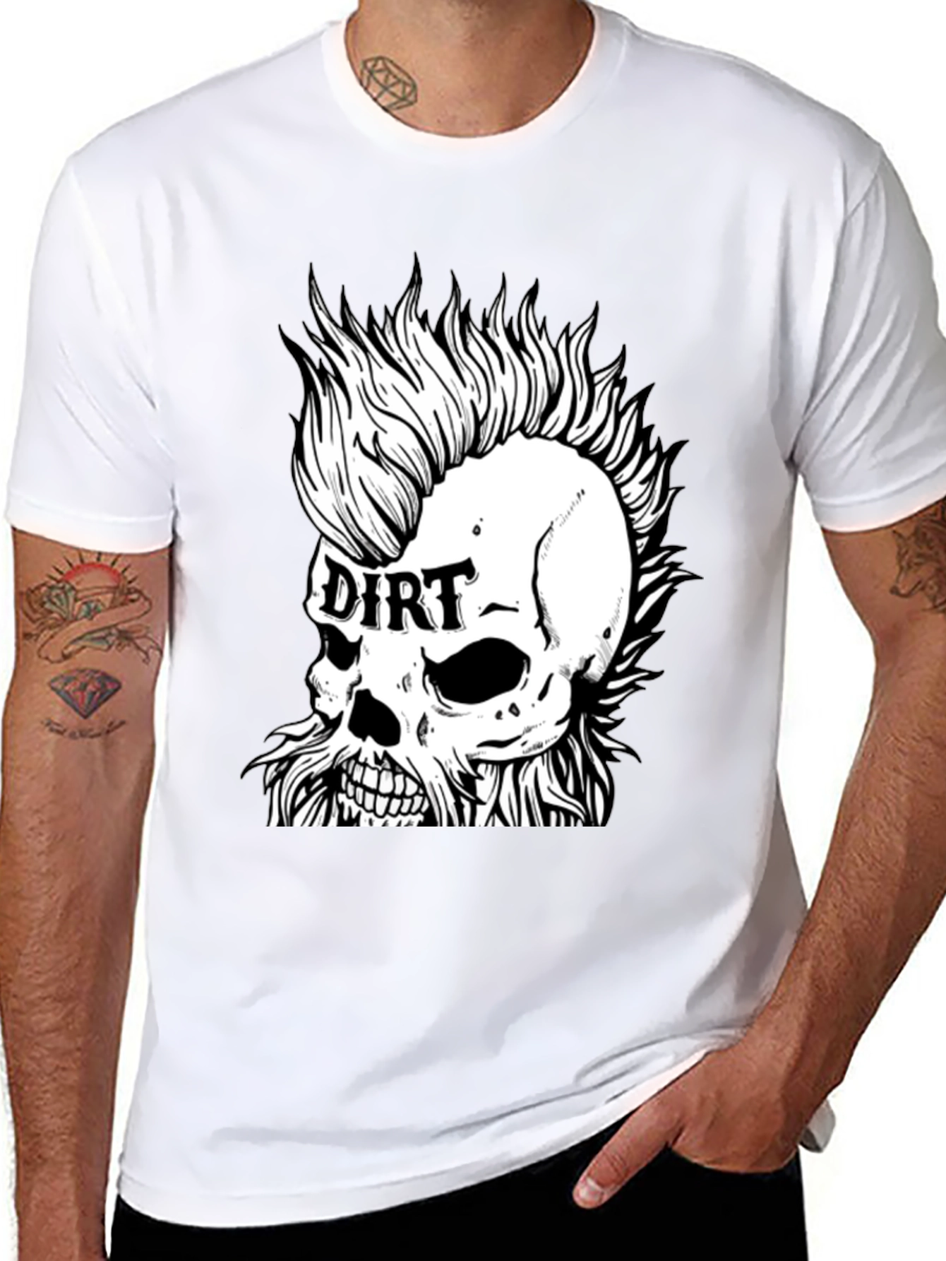 Dirt Skull Punk Graphic Tee - Black Cotton T-Shirt - 8