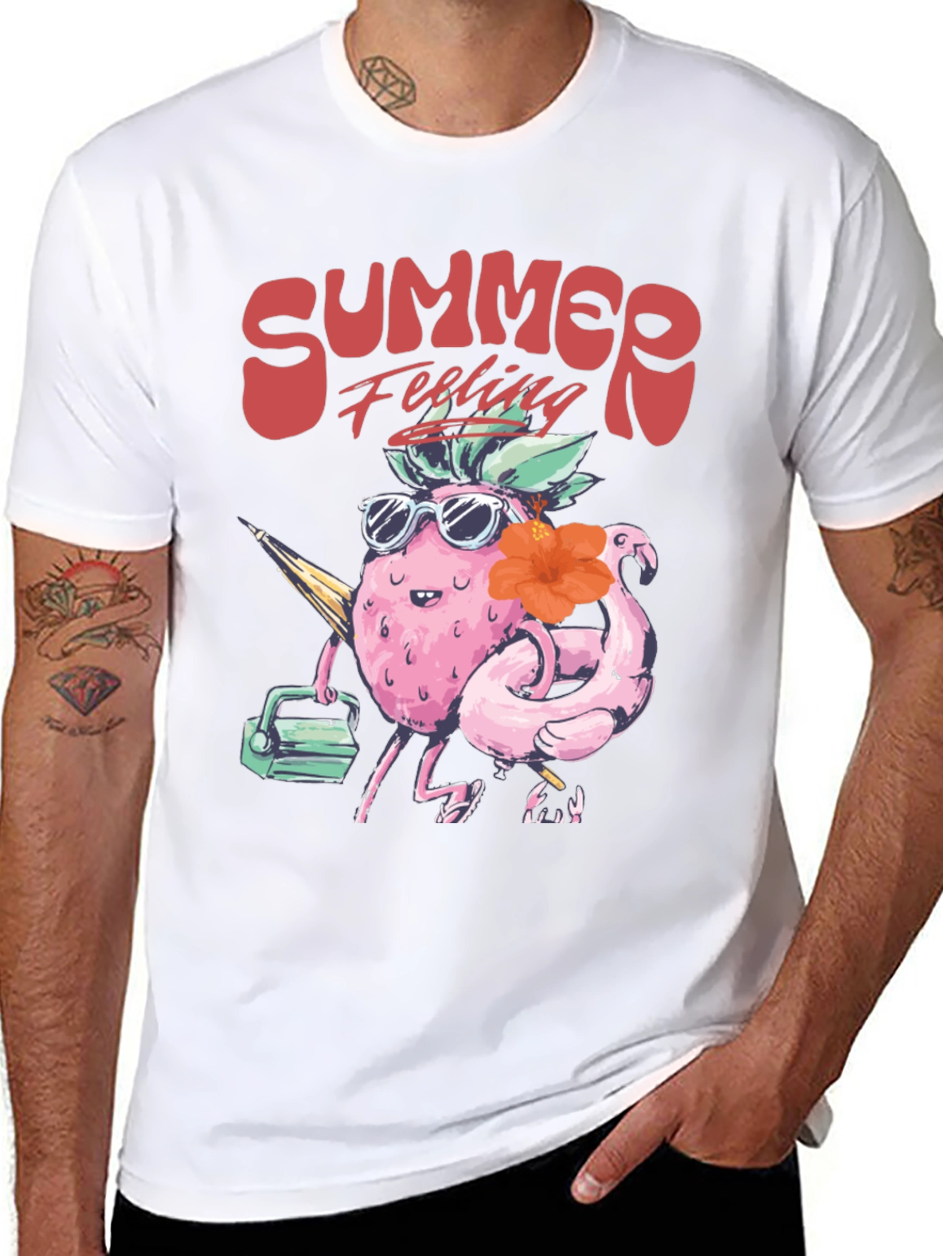 Black Summer Feeling T-Shirt - Tropical Fruit Design view 8